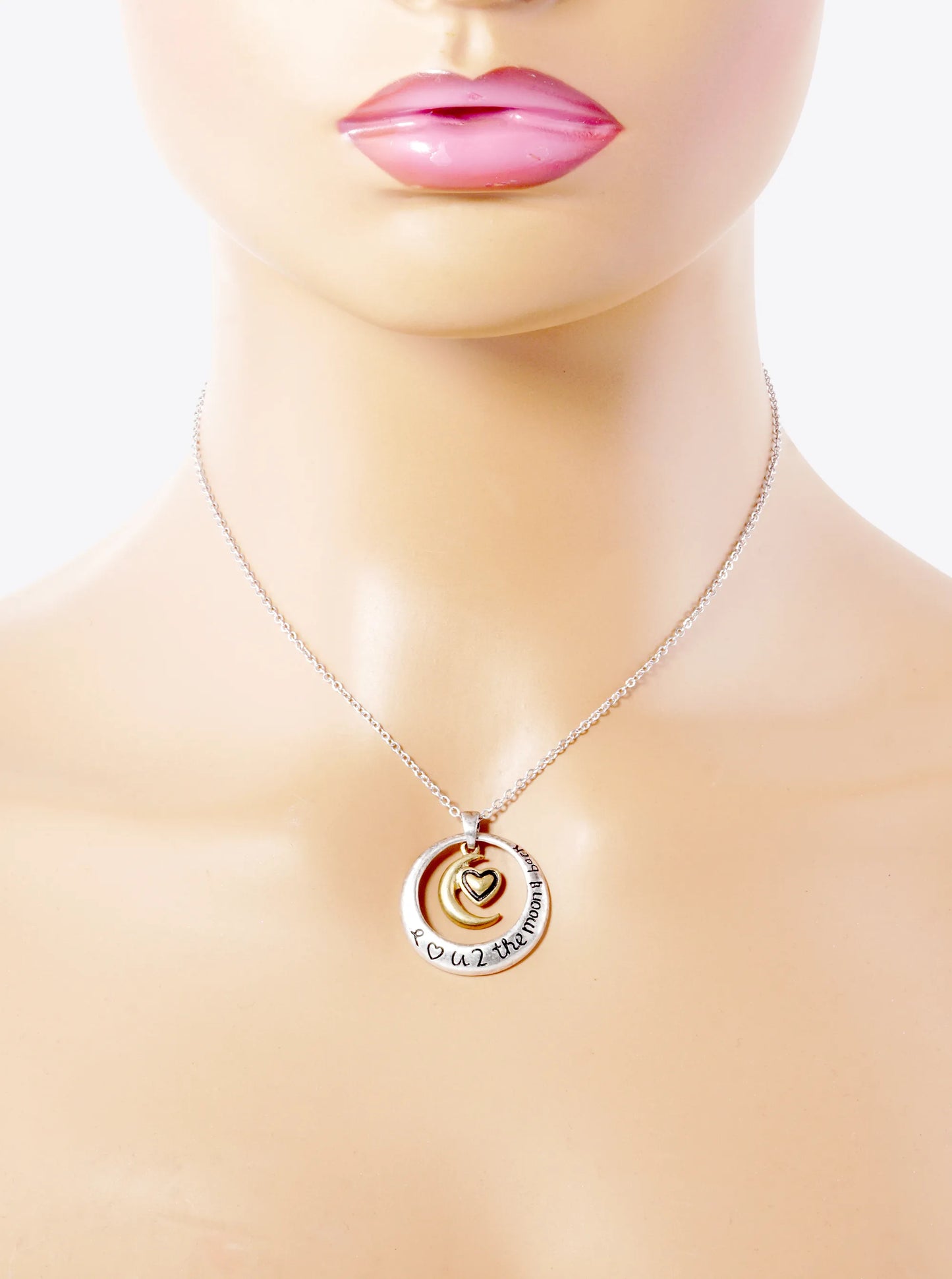 I Love You To The Moon And Back Engraved Pendant Necklace