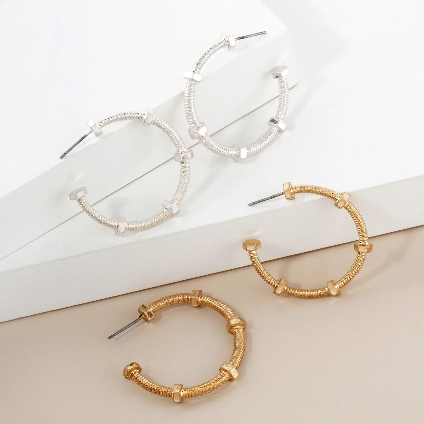 Industrial Texture 1 Inch Hoop Earrings