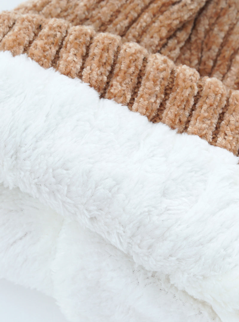 Insulated Sherpa Acrylic Beanie With Pom Pom
