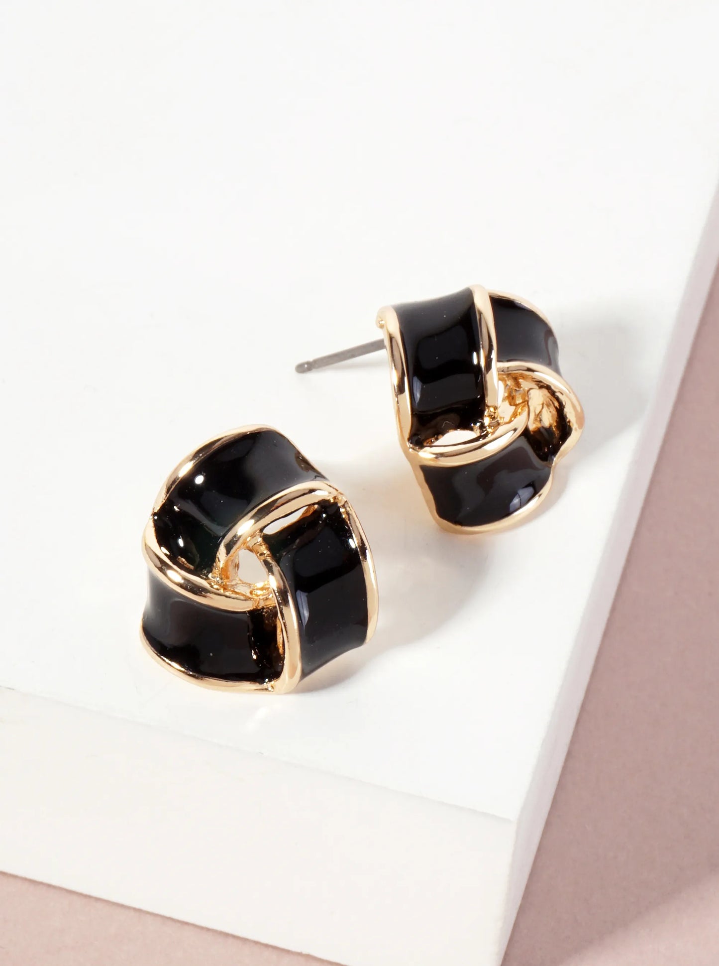 Interlinked Triangular 16mm Enamel Stud Earrings