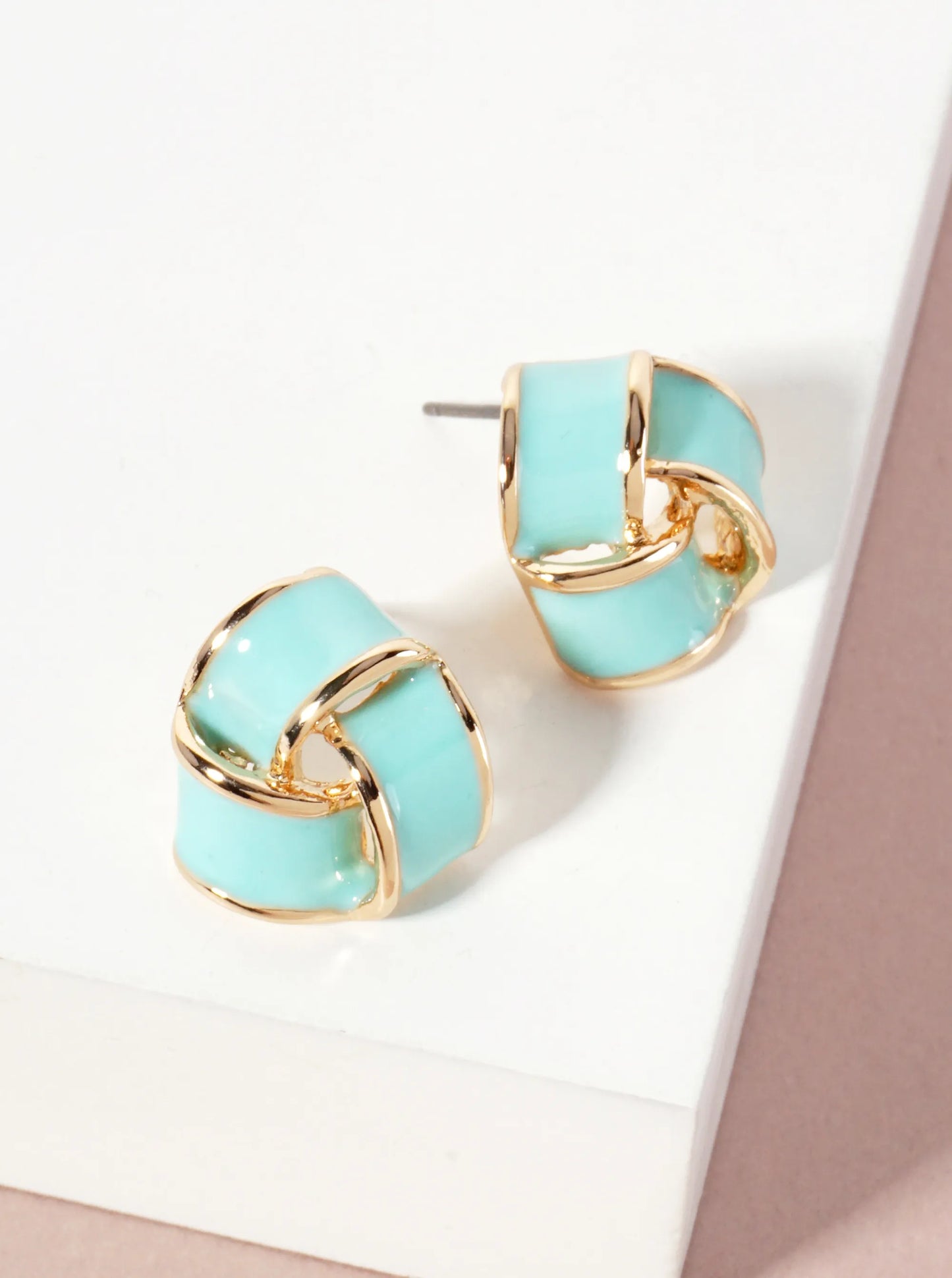 Interlinked Triangular 16mm Enamel Stud Earrings
