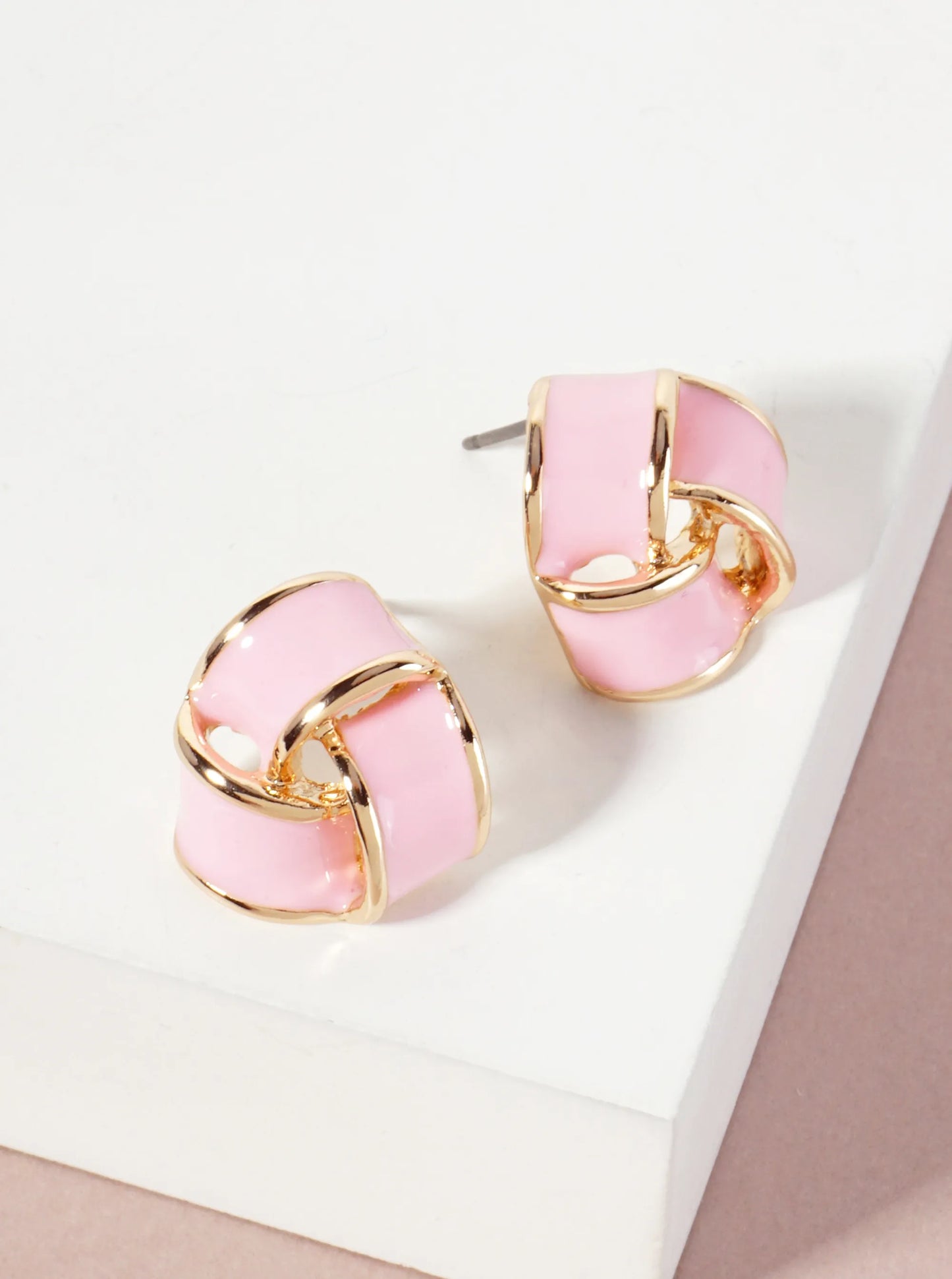 Interlinked Triangular 16mm Enamel Stud Earrings