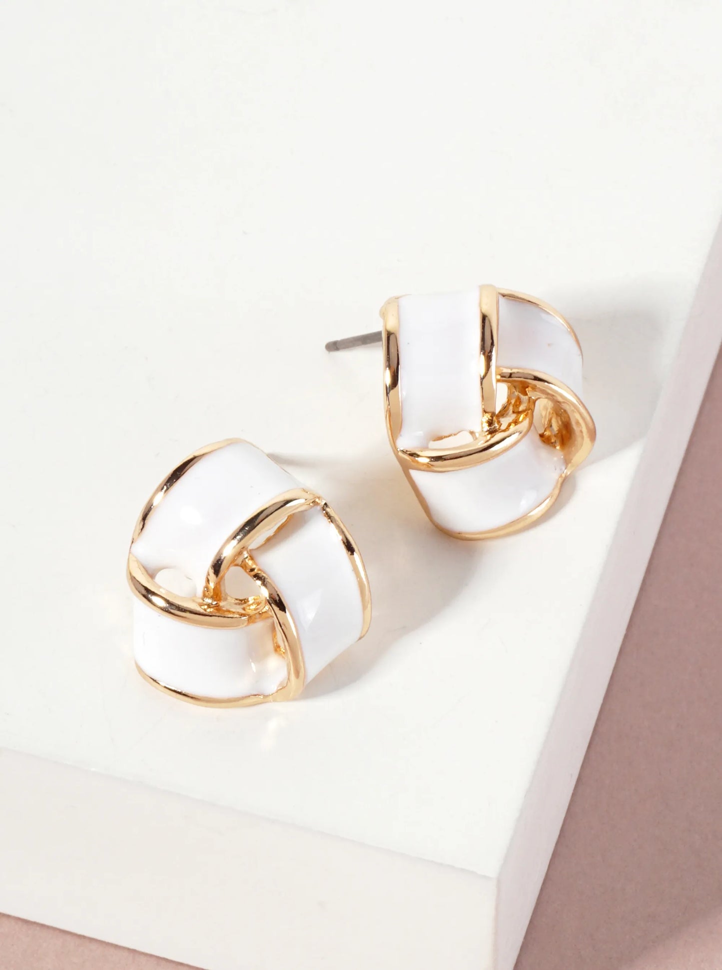 Interlinked Triangular 16mm Enamel Stud Earrings