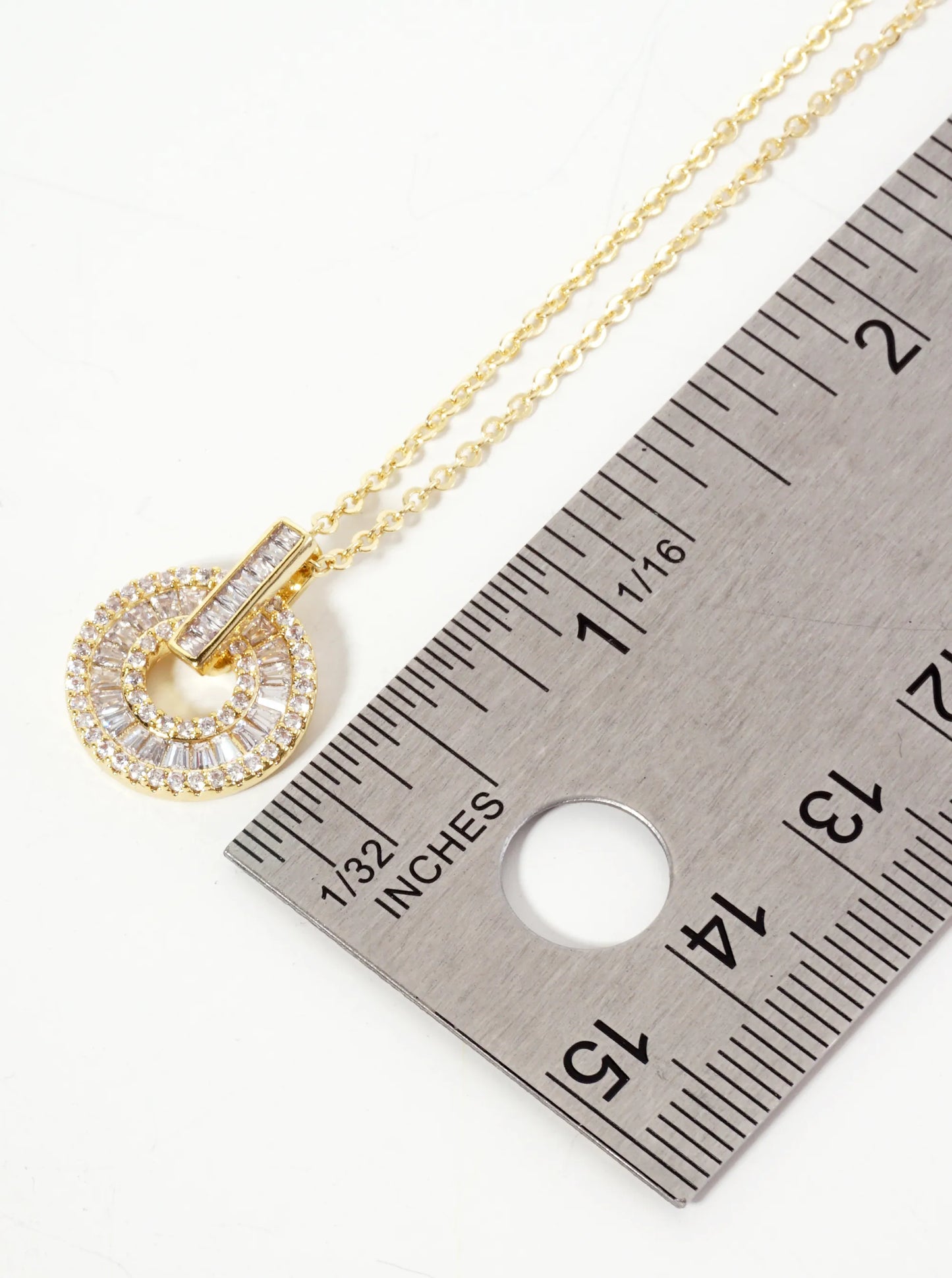 Intricate Pave-Set Cubic-Zirconia Door-Knocker Pendant 18K-Gold-Dipped Brass Necklace