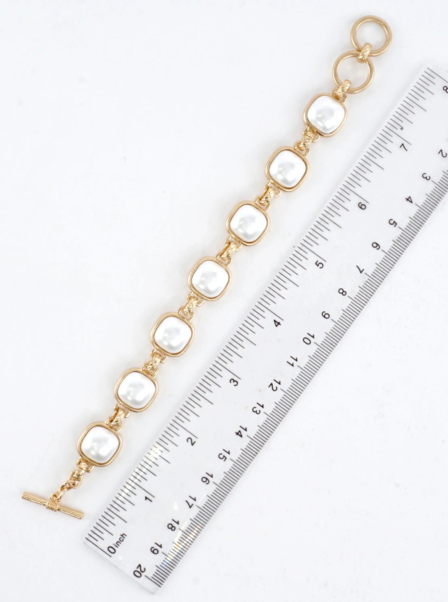 Pearlized Rectangle Chain Bracelet
