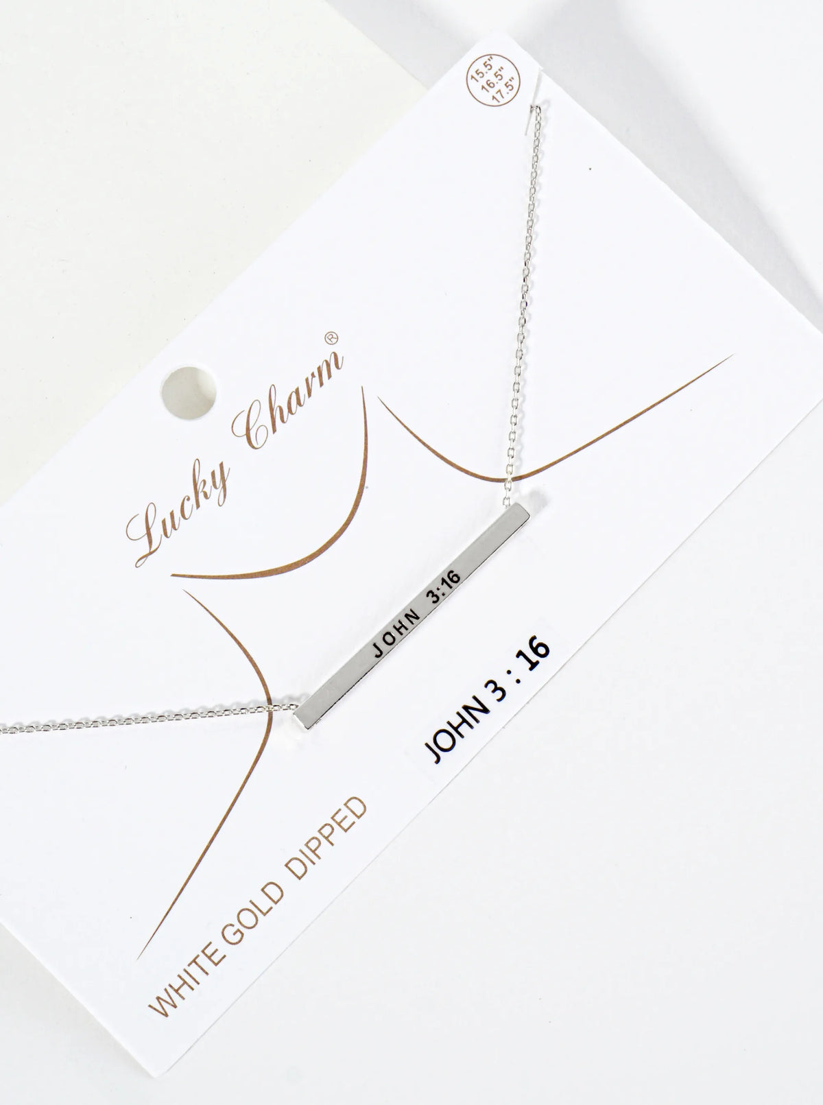 John 3 16 Engraved 18K Gold Dipped Horizontal Brass Bar Pendant Inspirational Necklace
