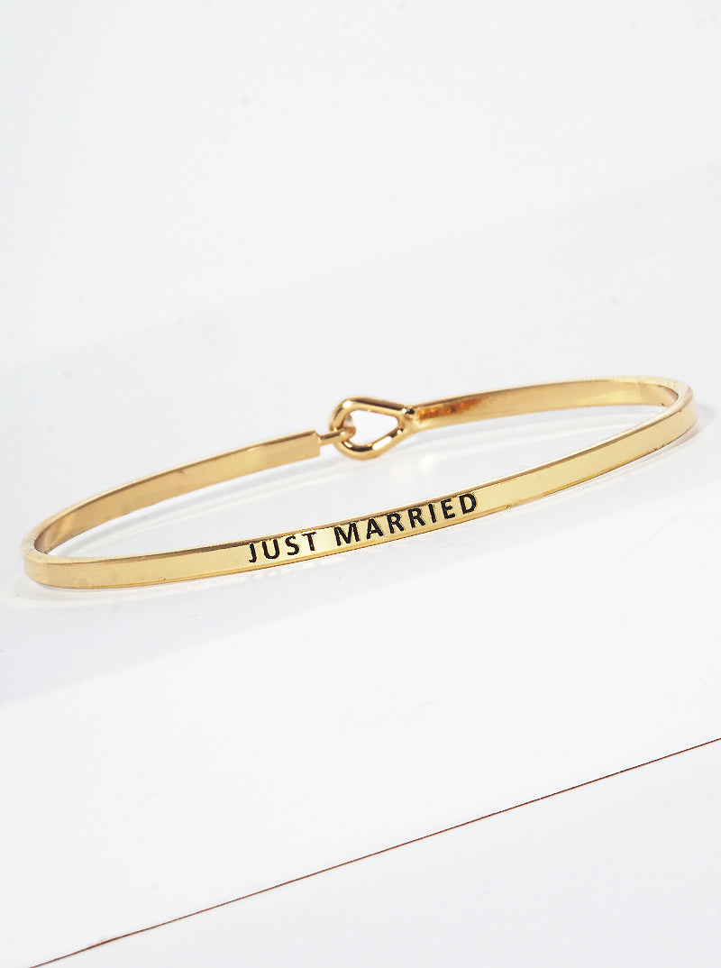 Just Married Engraved Inspirational Bangle Bracelet