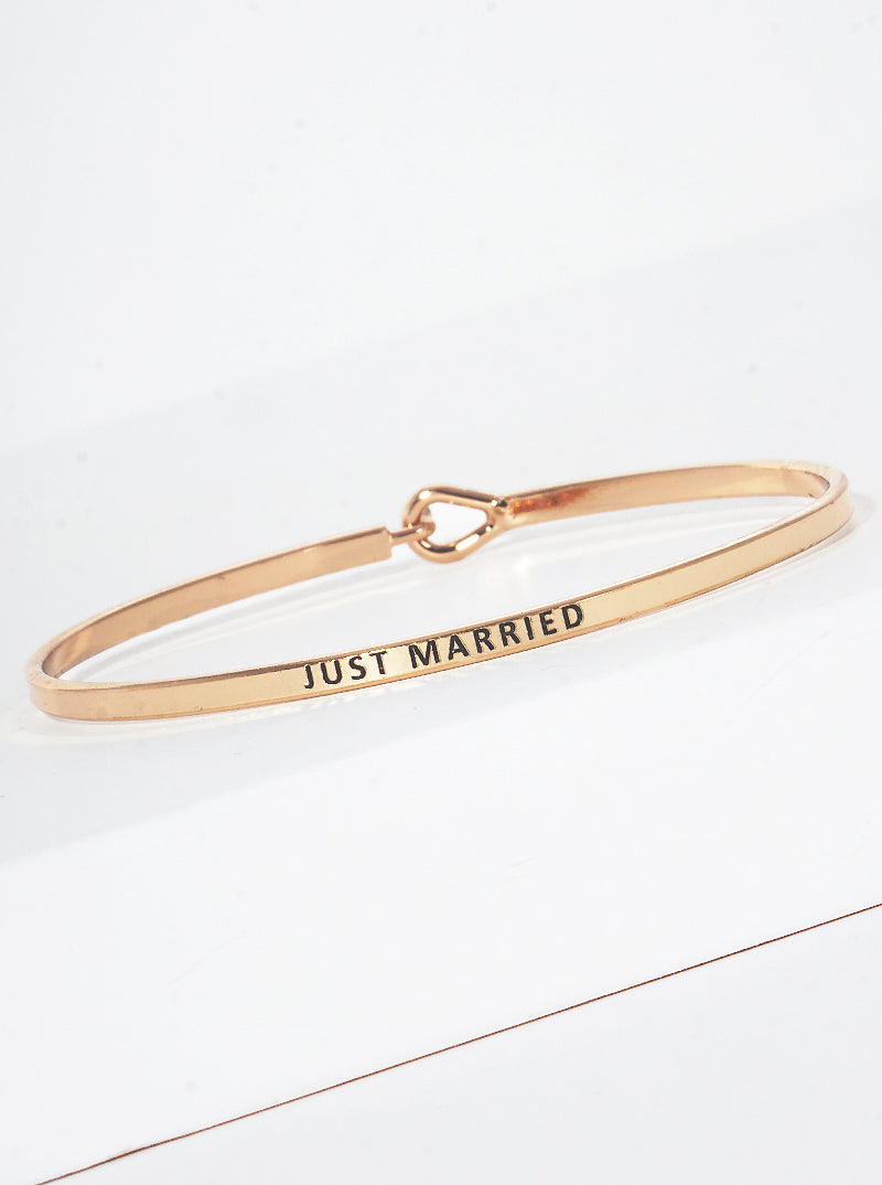 Just Married Engraved Inspirational Bangle Bracelet