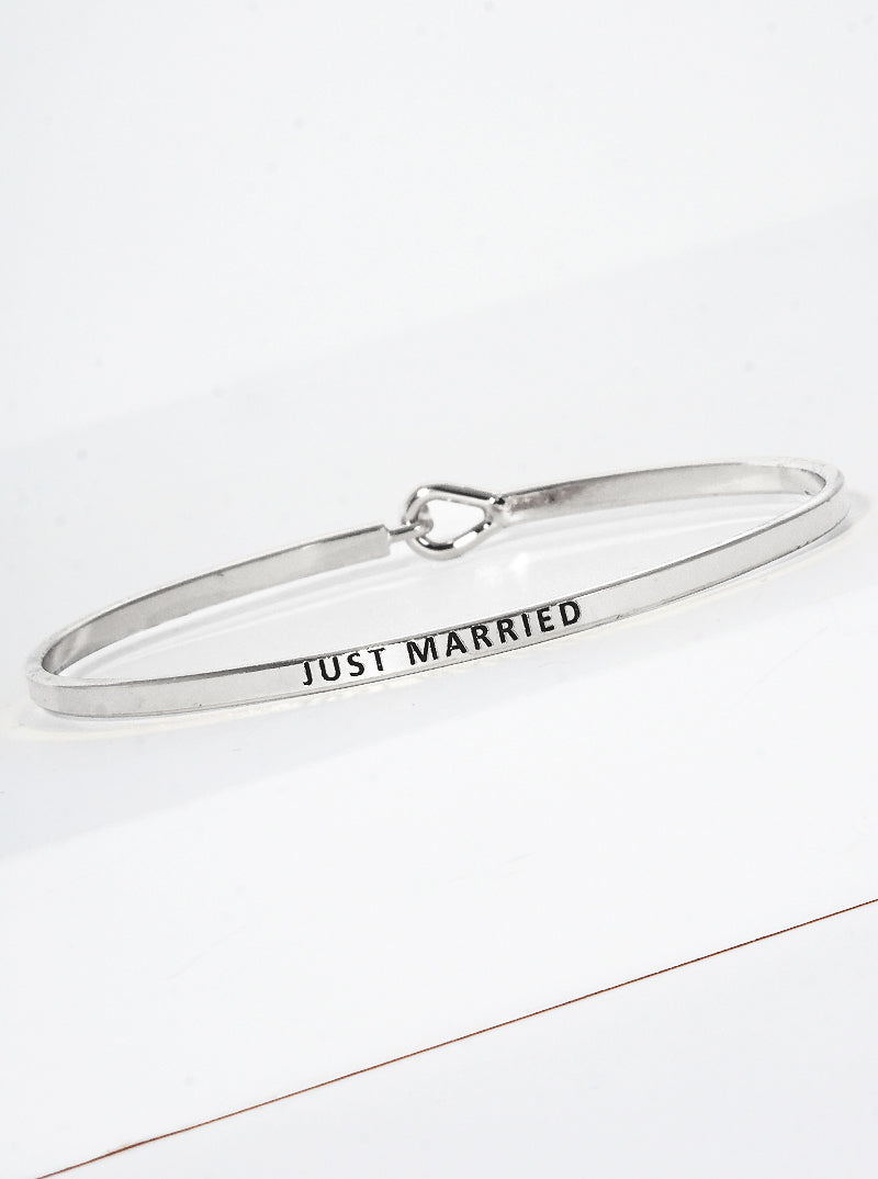Just Married Engraved Inspirational Bangle Bracelet