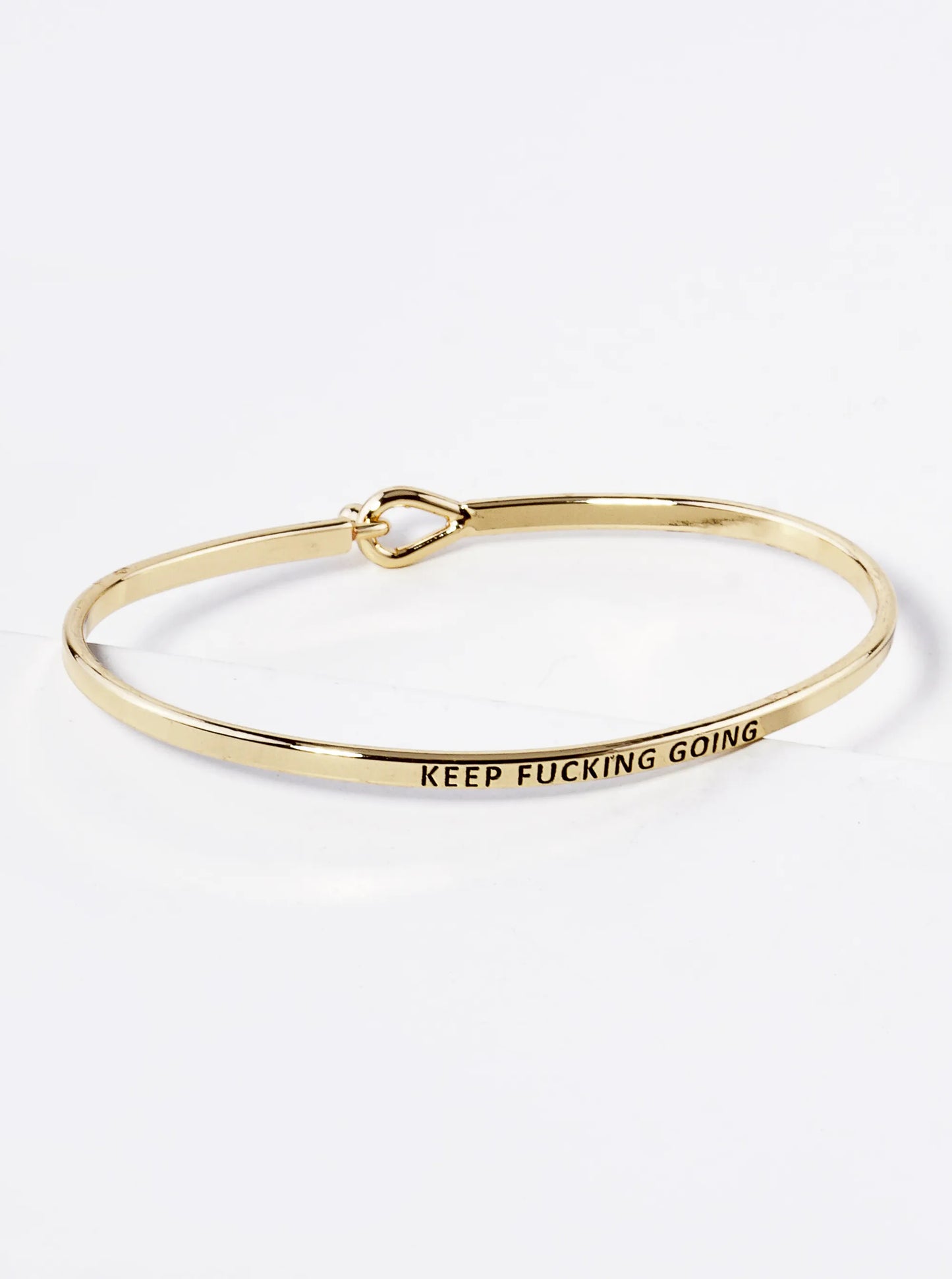 2PC Set Keep Fucking Going Engraved Inspirational Bangle Bracelets