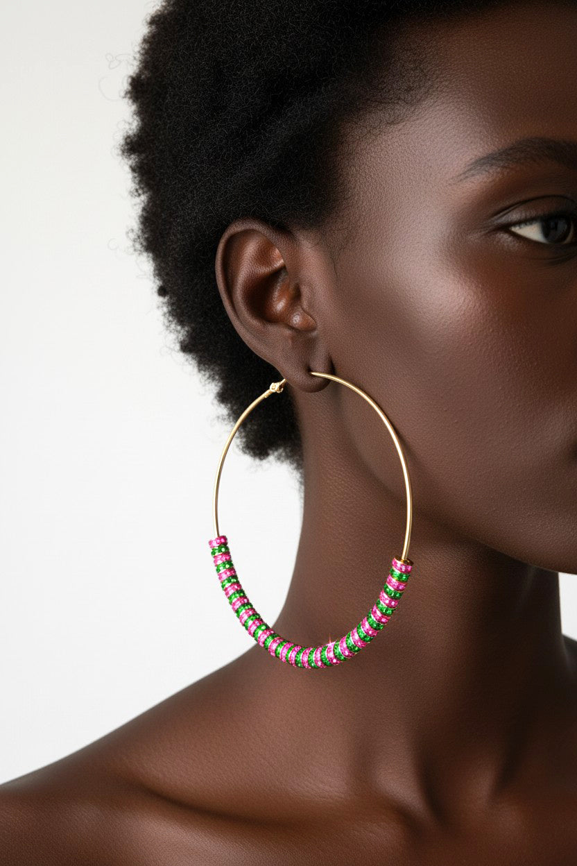 Large Round Faceted Hoop Earrings