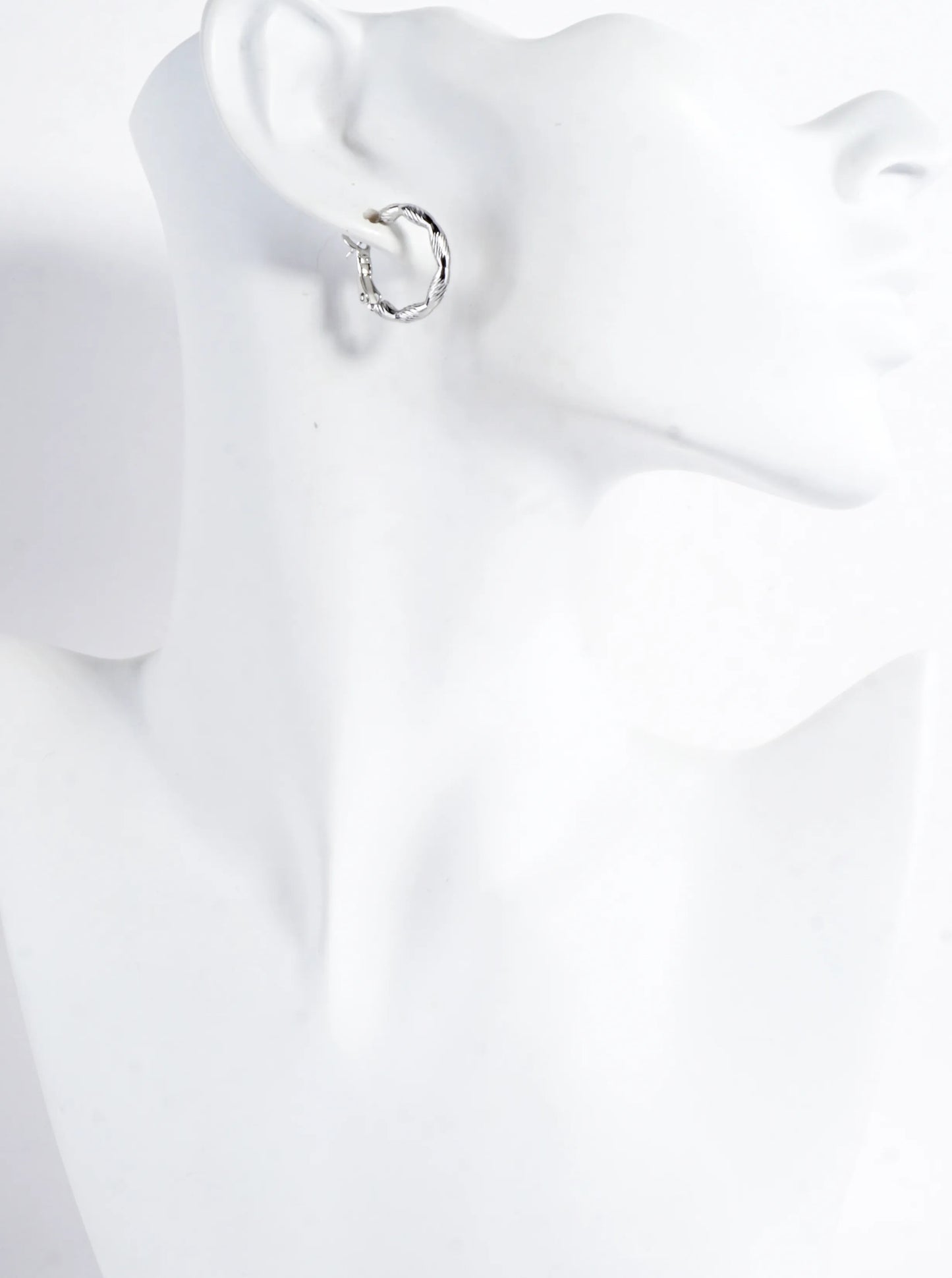 Laser Cut Textured Brass Hoop Earrings 0.75inch