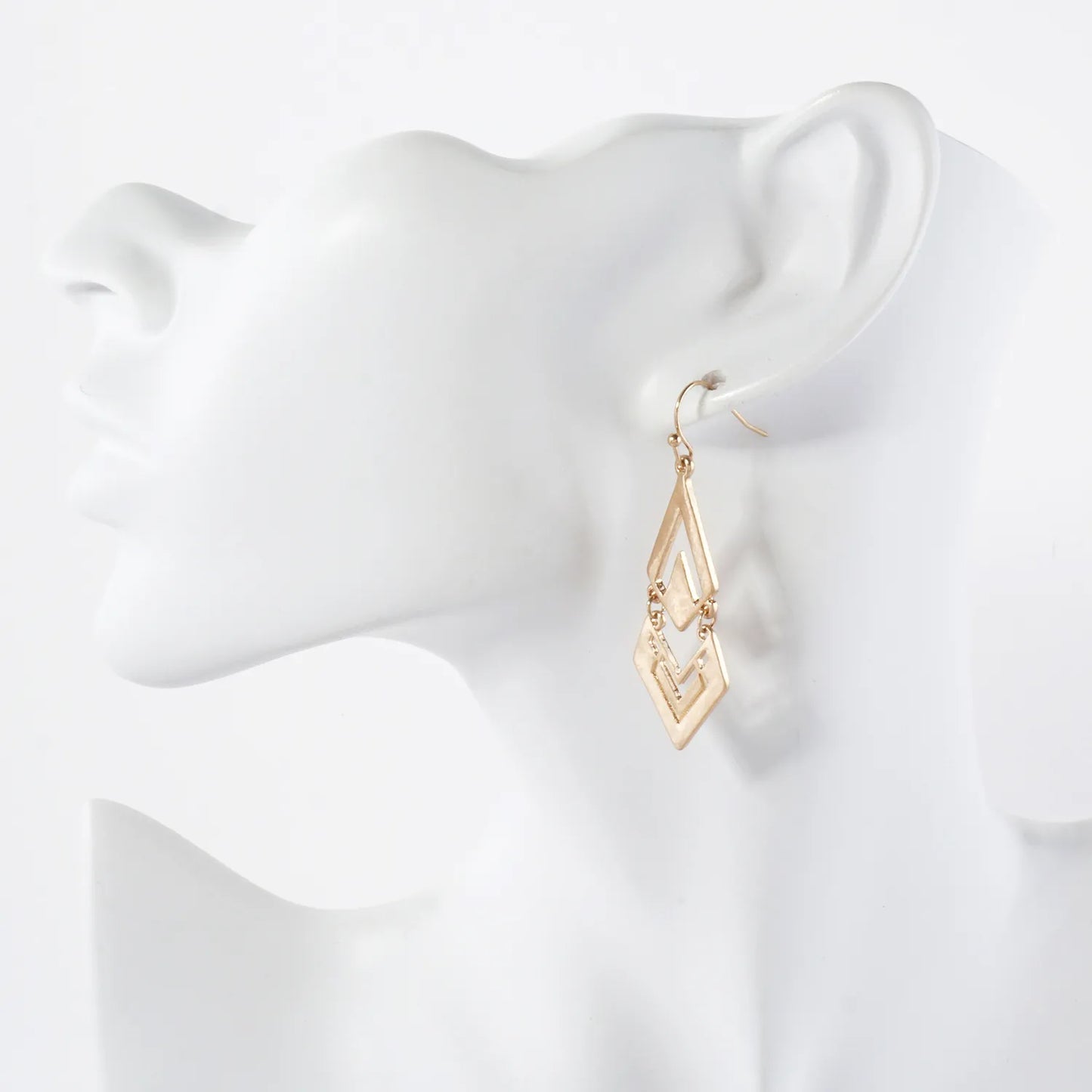 Layered Diamond Shape Geometric Dangle Earrings