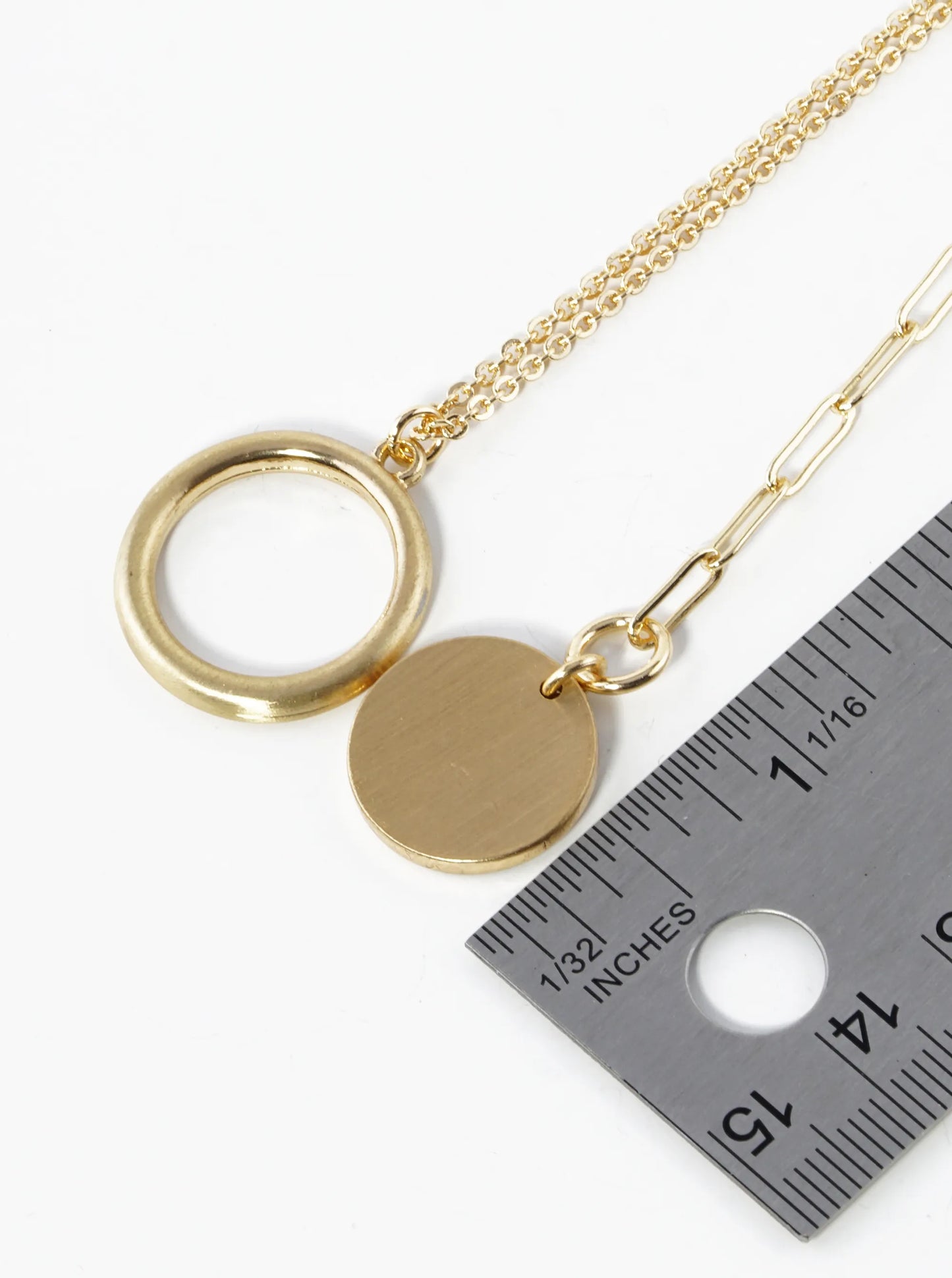 Layered Lariat Y Necklace With 7 Inch Drop Pendant