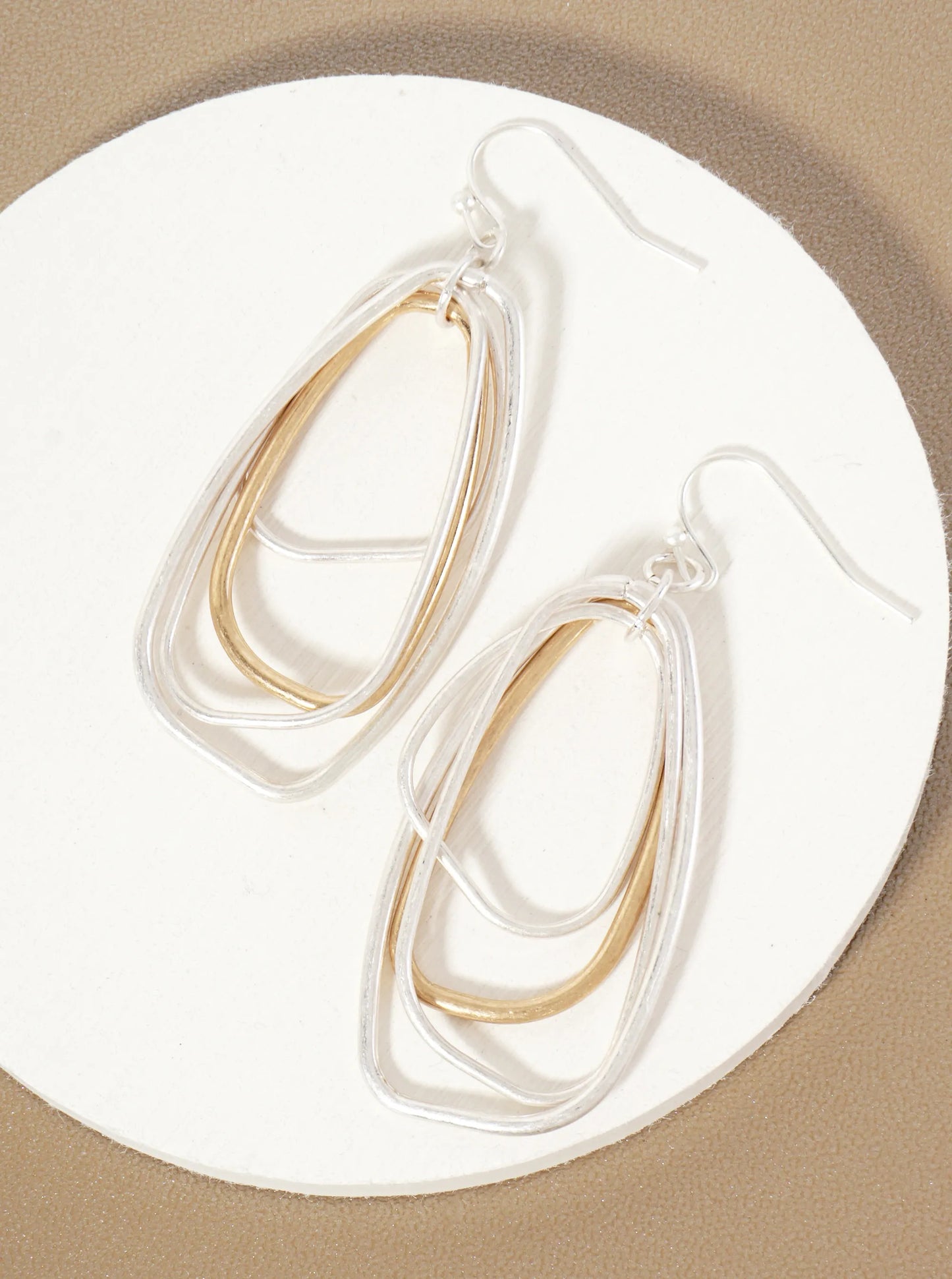 Layered Metal Organic Shape Dangle Drop Earrings
