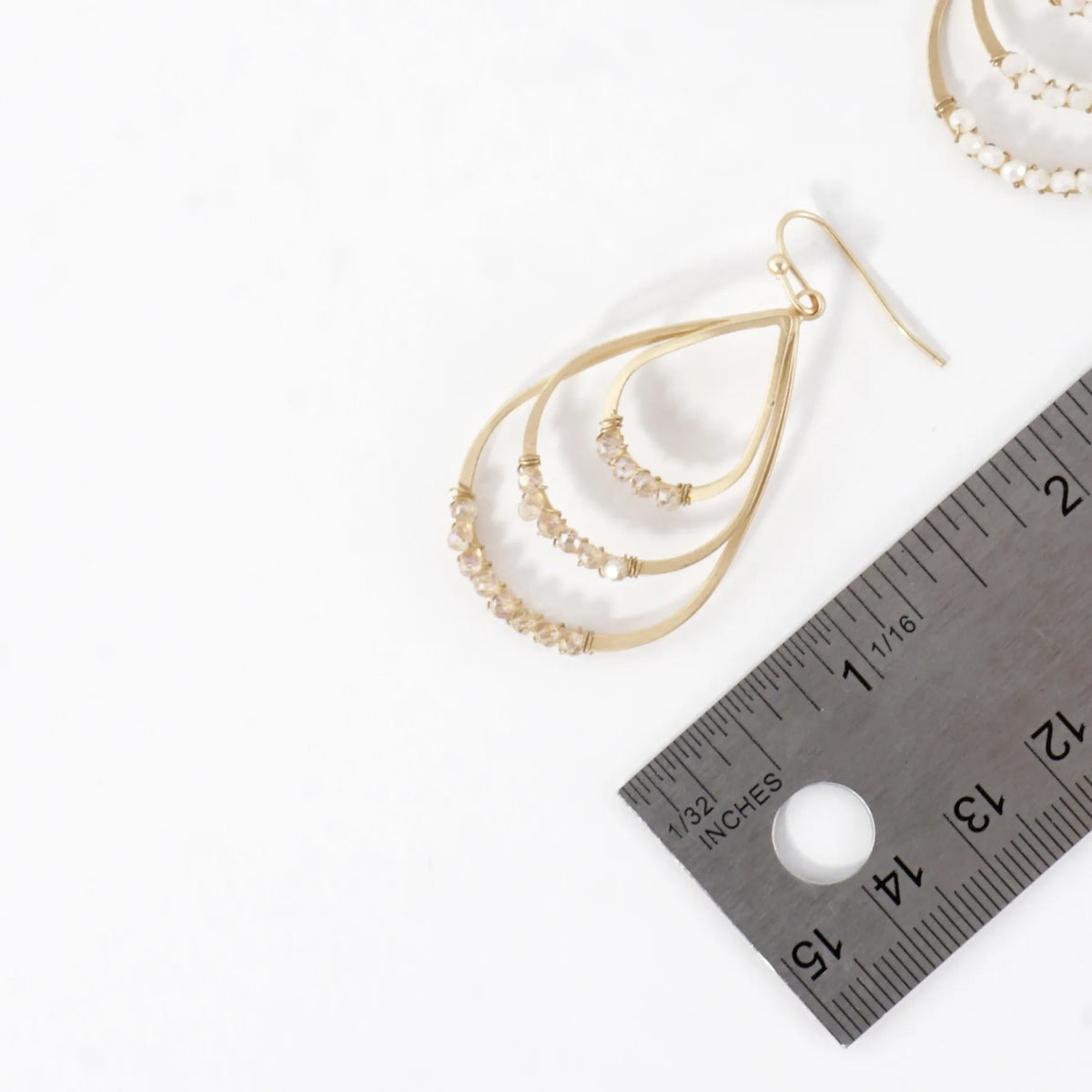Layered Teardrop Earrings With Beaded Accents