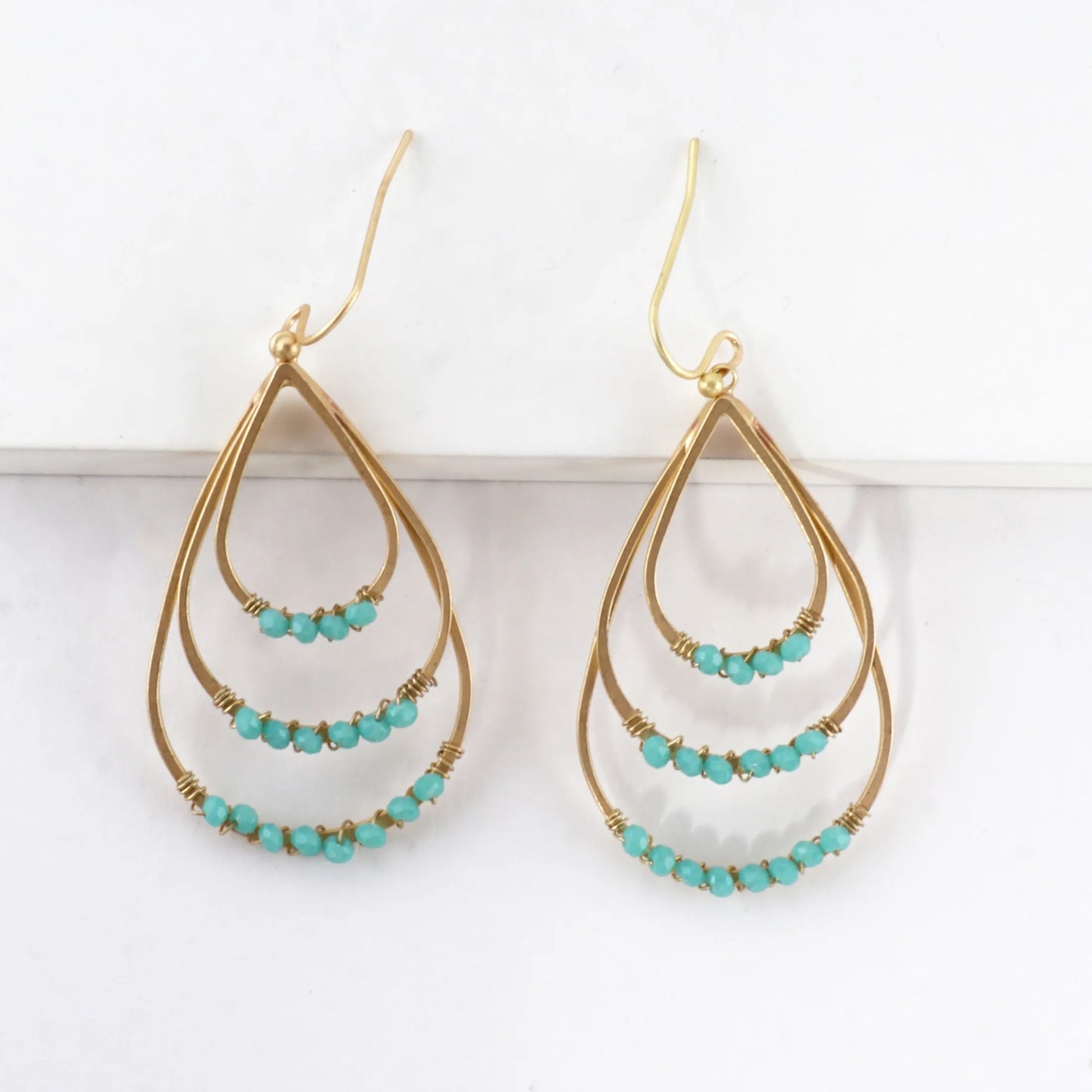 Layered Teardrop Earrings With Beaded Accents
