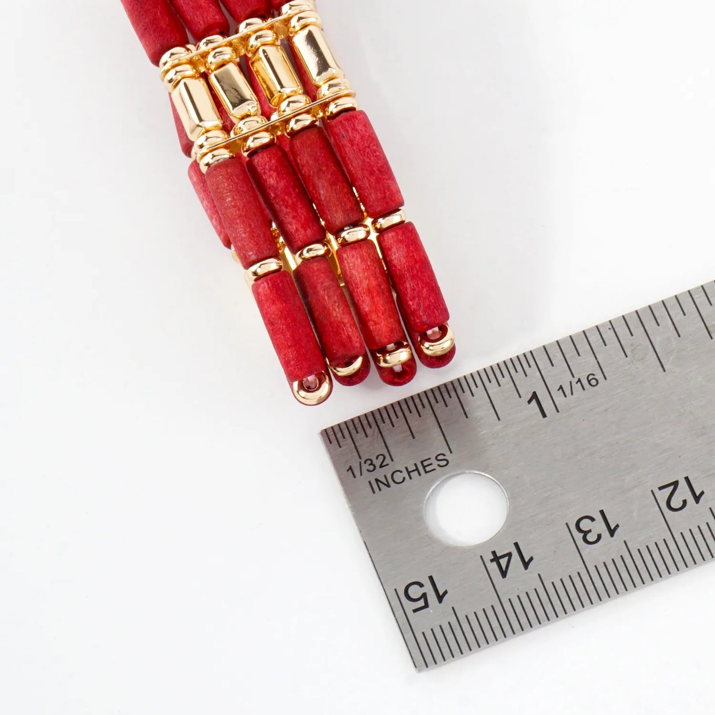 Layered Wood And CCB Linked Stretch Bracelets