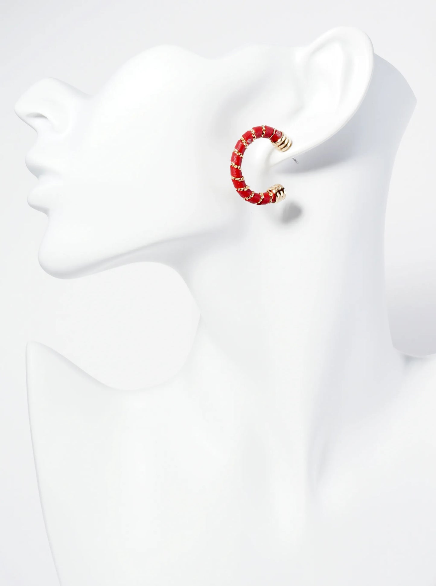 Leatherette And Chain Wrapped 25mm Open Hoop Earrings