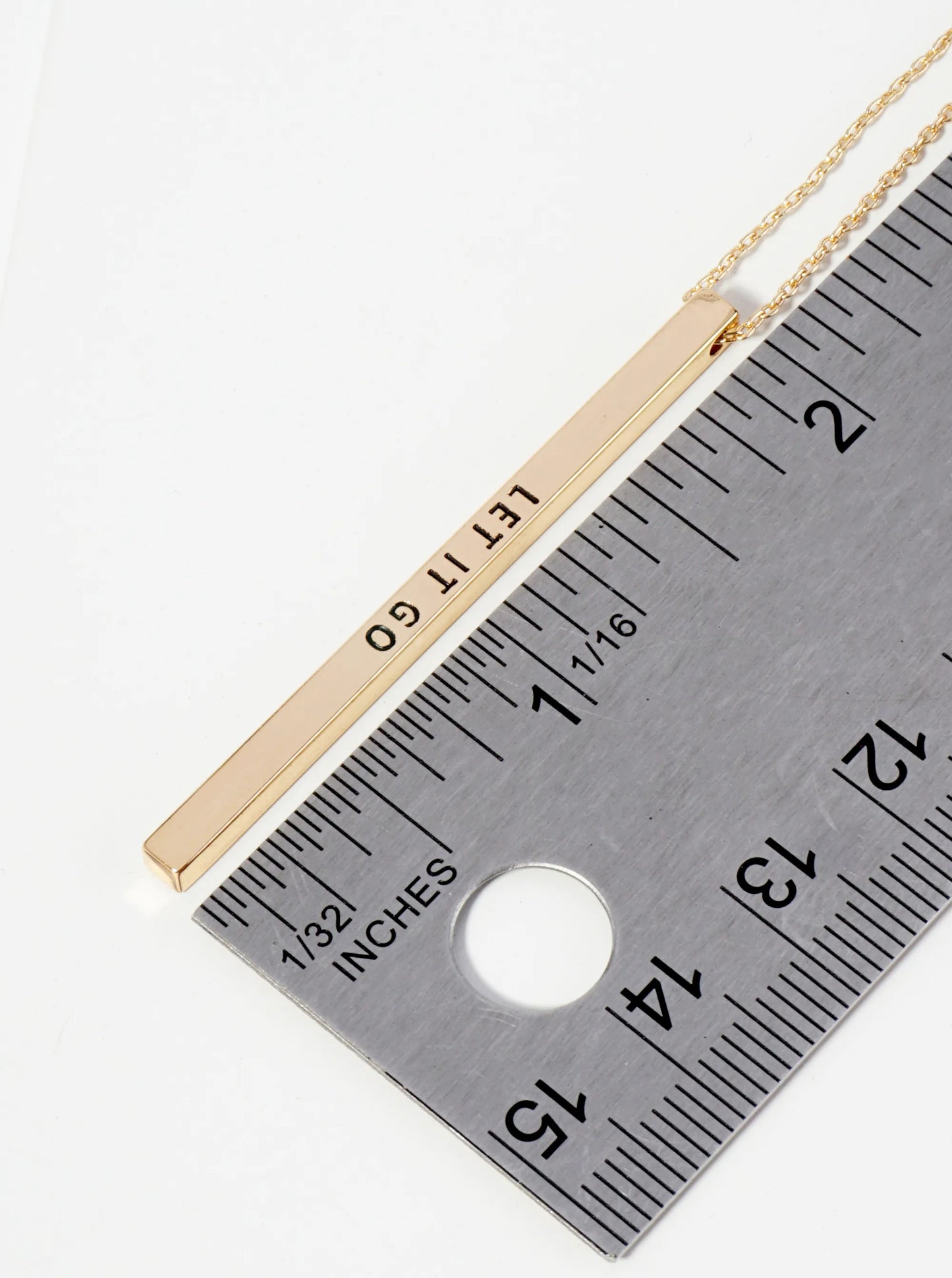 Let It Go Engraved Vertical Bar Pendant Inspirational Necklace