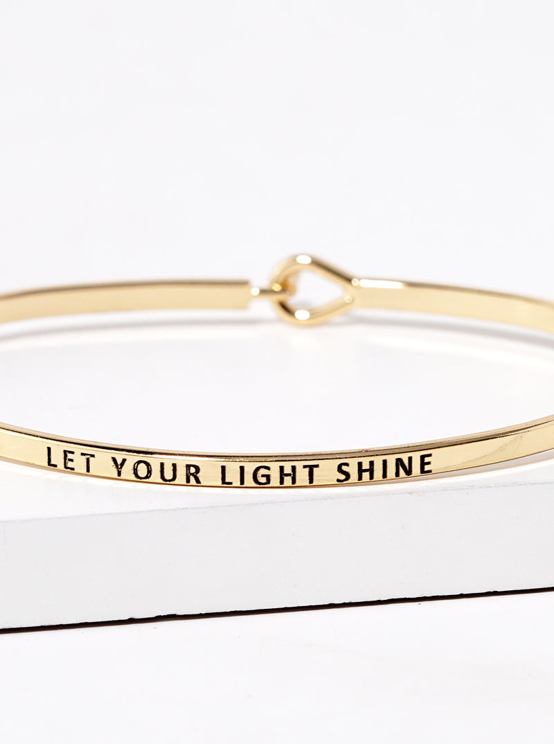 Let Your Light Shine Engraved Inspirational Bangle Bracelet