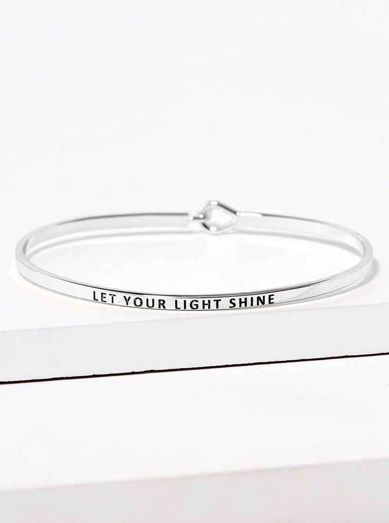 Let Your Light Shine Engraved Inspirational Bangle Bracelet