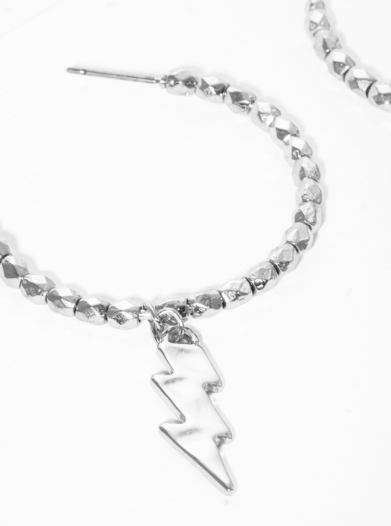 Lighting Metal Bead Round Hoop Earrings