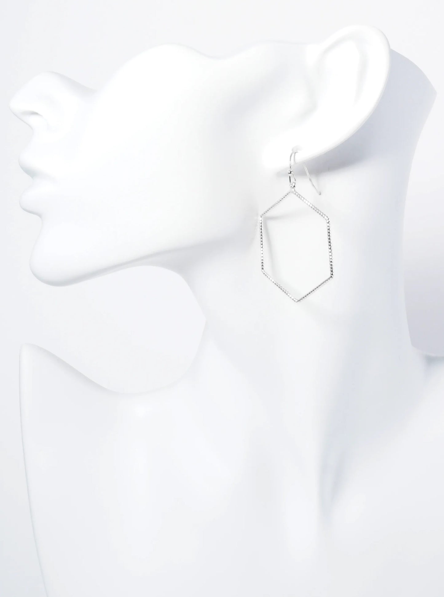 Lightweight Textured Wire Hexagon Drop Earrings