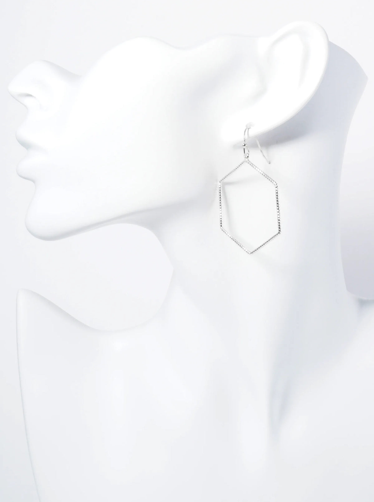 Lightweight Textured Wire Hexagon Drop Earrings