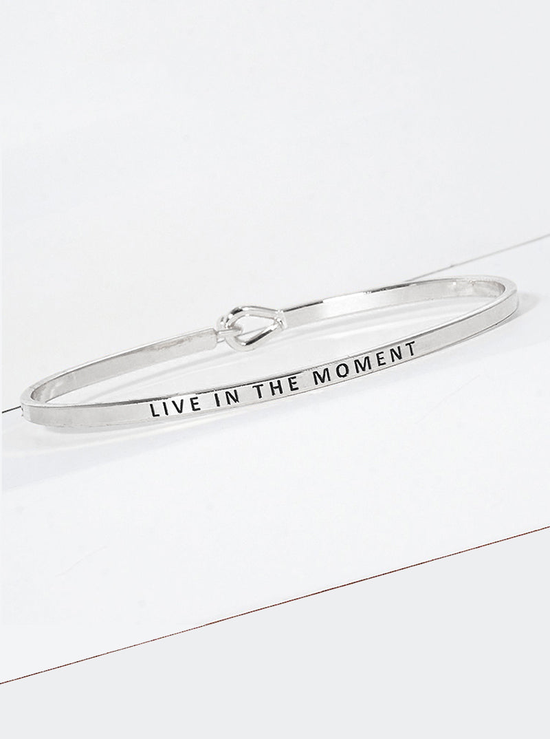 Live In The Moment Engraved Inspirational Bangle Bracelet