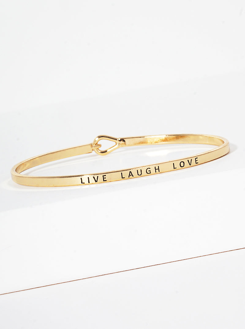 Live Laugh Love Engraved Inspirational Bangle Bracelet