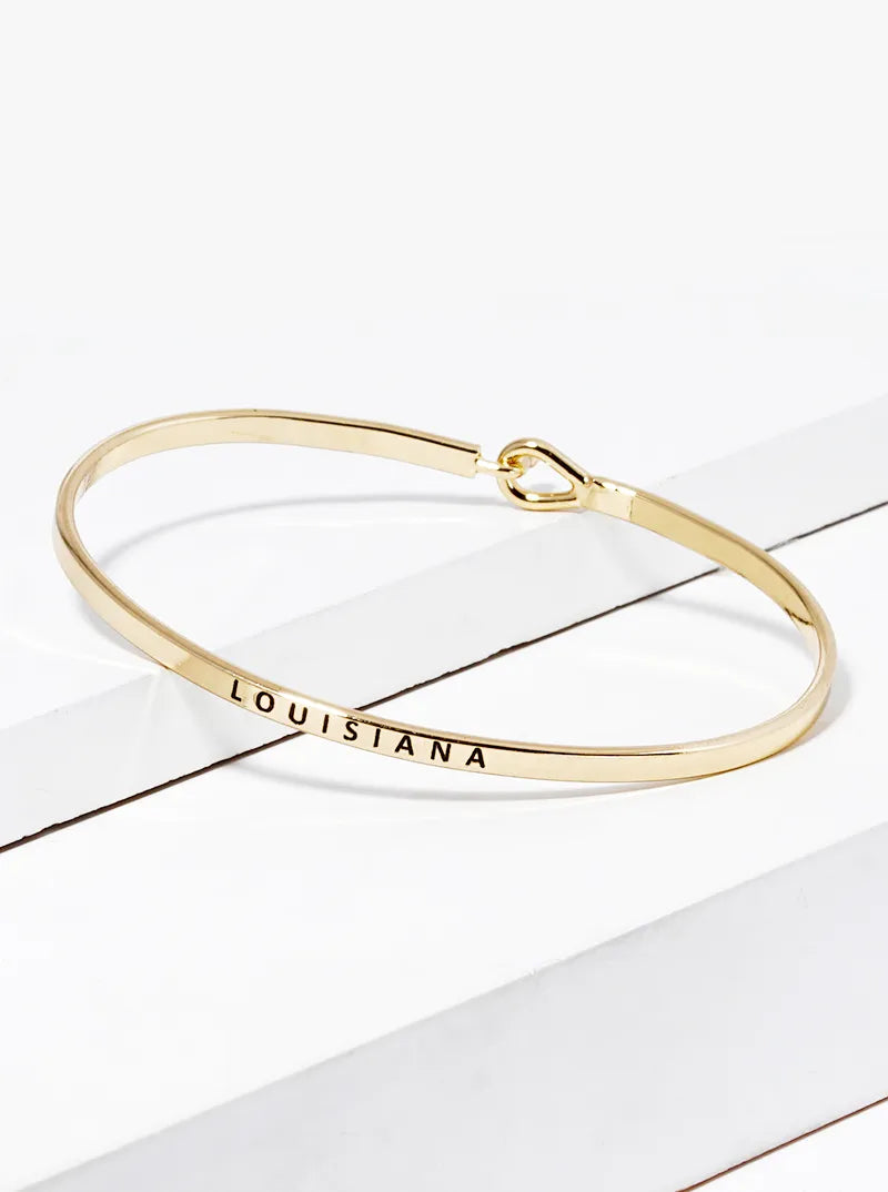 Louisiana Engraved Inspirational Bangle Bracelet