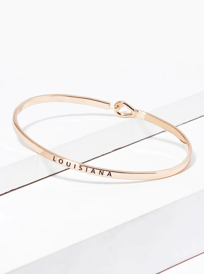 Louisiana Engraved Inspirational Bangle Bracelet