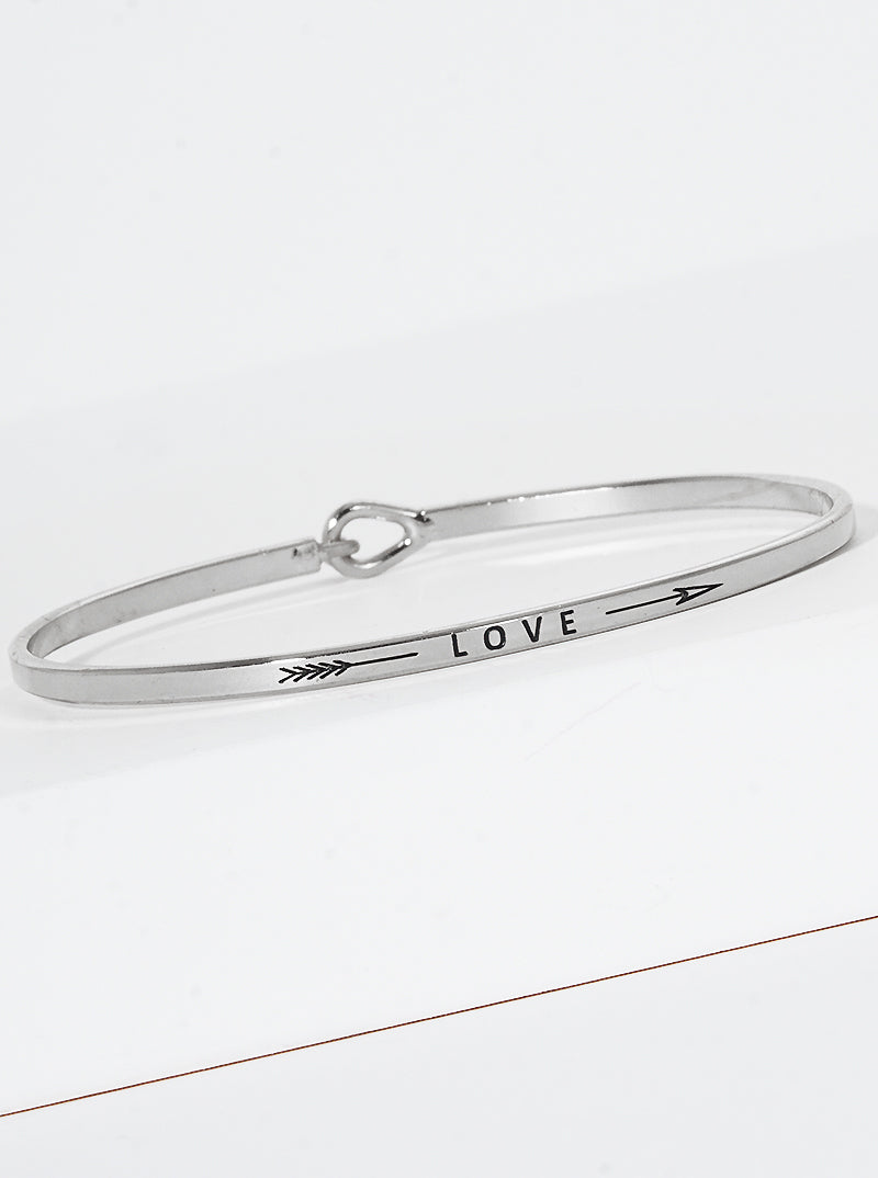 Love Arrow Engraved Inspirational Bangle Bracelet