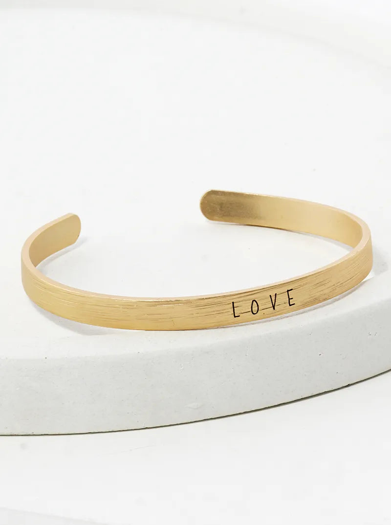 Love Engraved Inspirational Cuff Bracelet