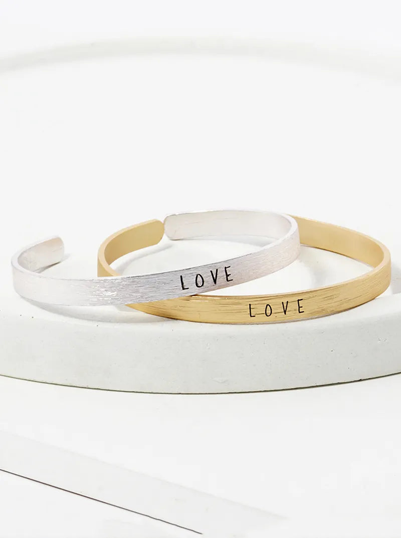 Love Engraved Inspirational Cuff Bracelet