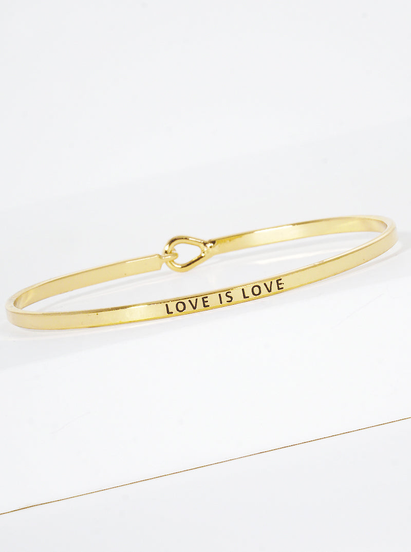 Love Is Love Engraved Inspirational Bangle Bracelet