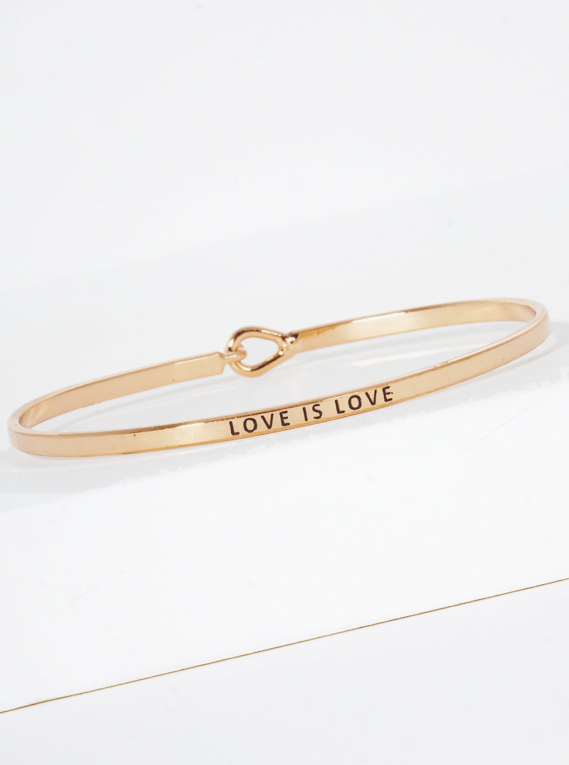 Love Is Love Engraved Inspirational Bangle Bracelet