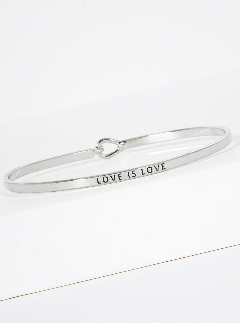 Love Is Love Engraved Inspirational Bangle Bracelet