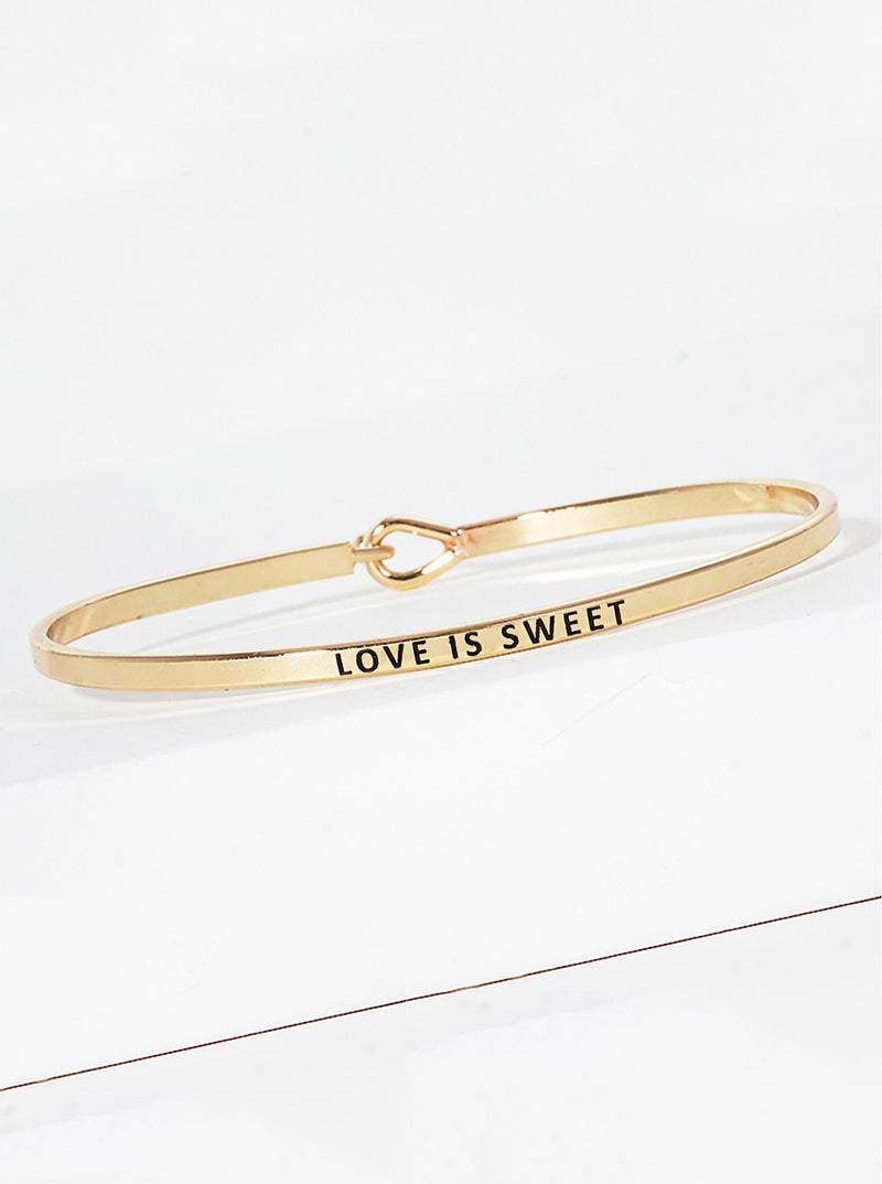 Love Is Sweet Engraved Inspirational Bangle Bracelet