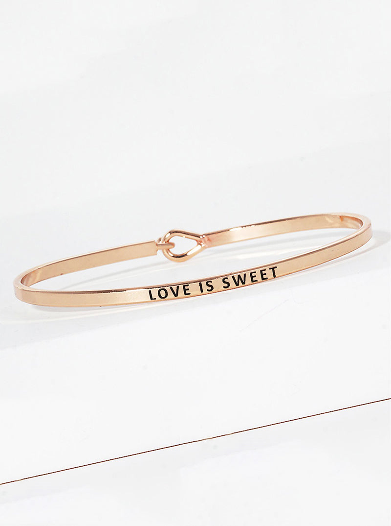 Love Is Sweet Engraved Inspirational Bangle Bracelet