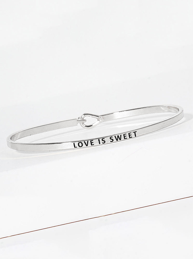 Love Is Sweet Engraved Inspirational Bangle Bracelet