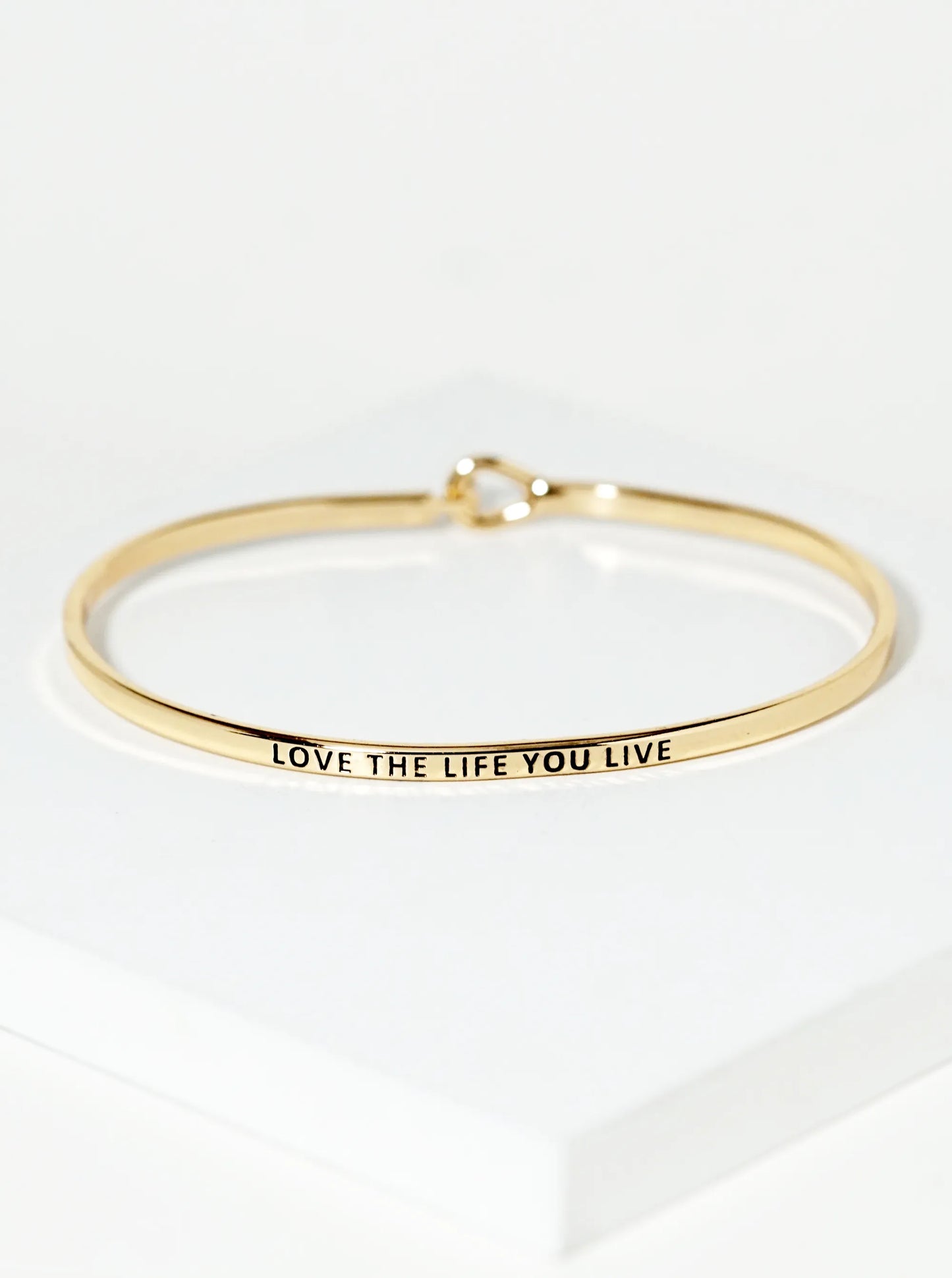 Love The Life You Live Engraved Inspirational Bangle Bracelet