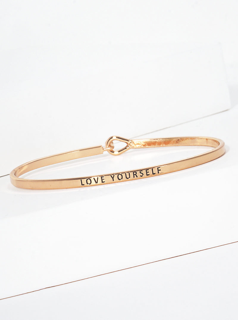 Love Yourself Engraved Inspirational Bangle Bracelet