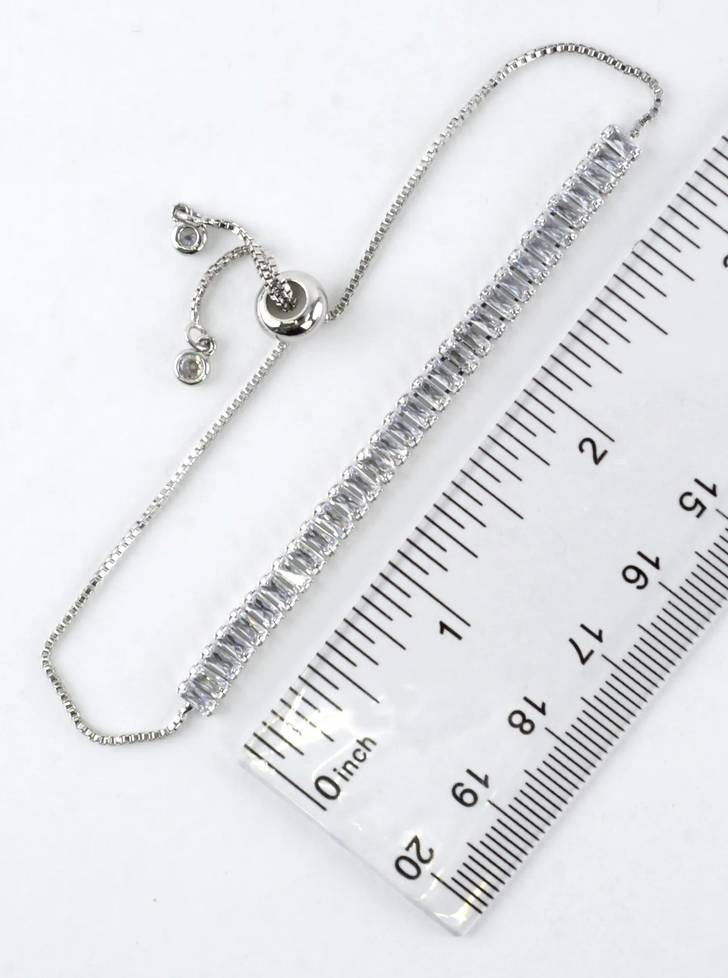 4mm Baguette CZ Bolo Pull Tie Bracelet