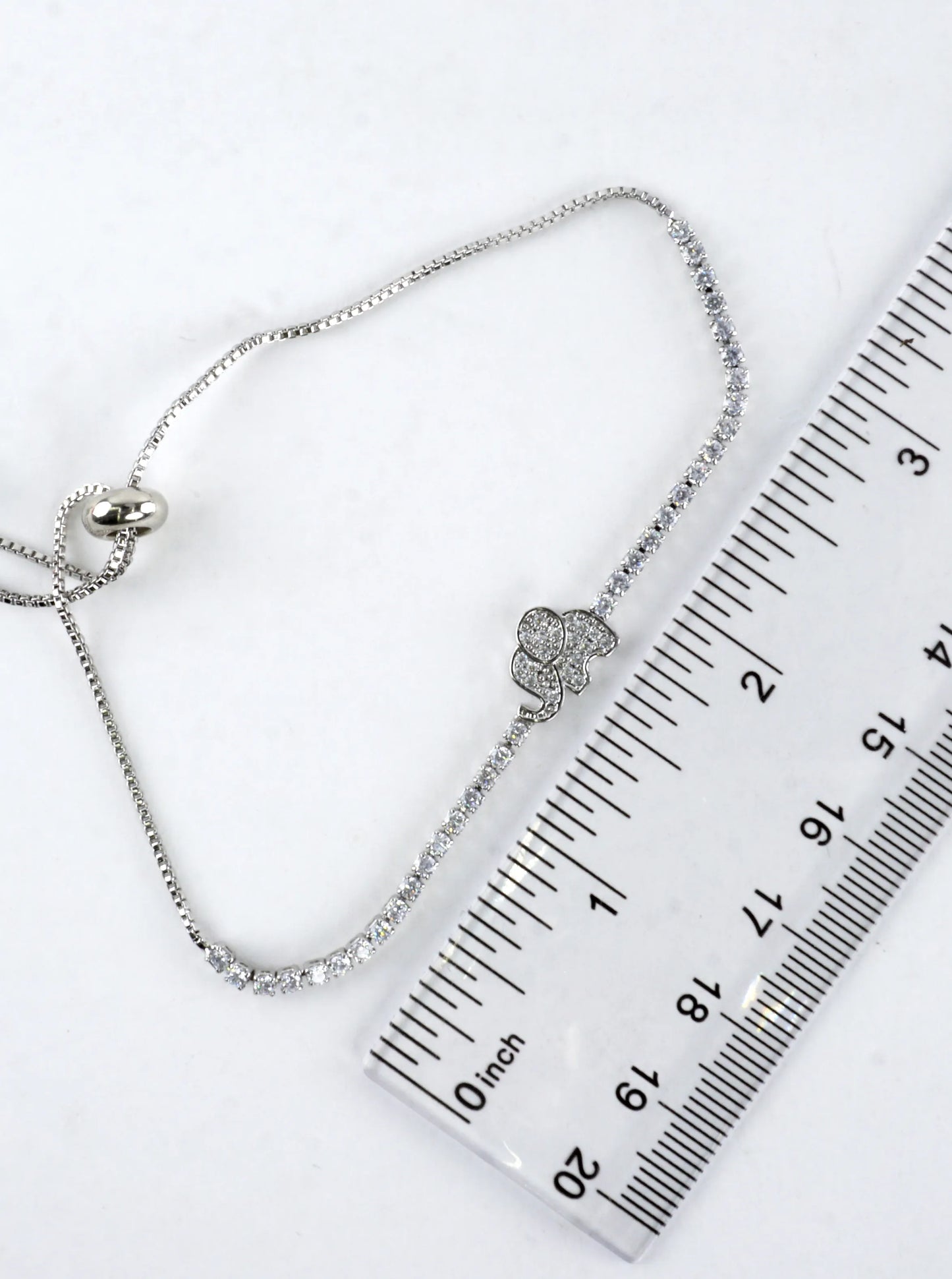 Pave CZ Elephant Tennis Bolo Pull Tie Bracelet