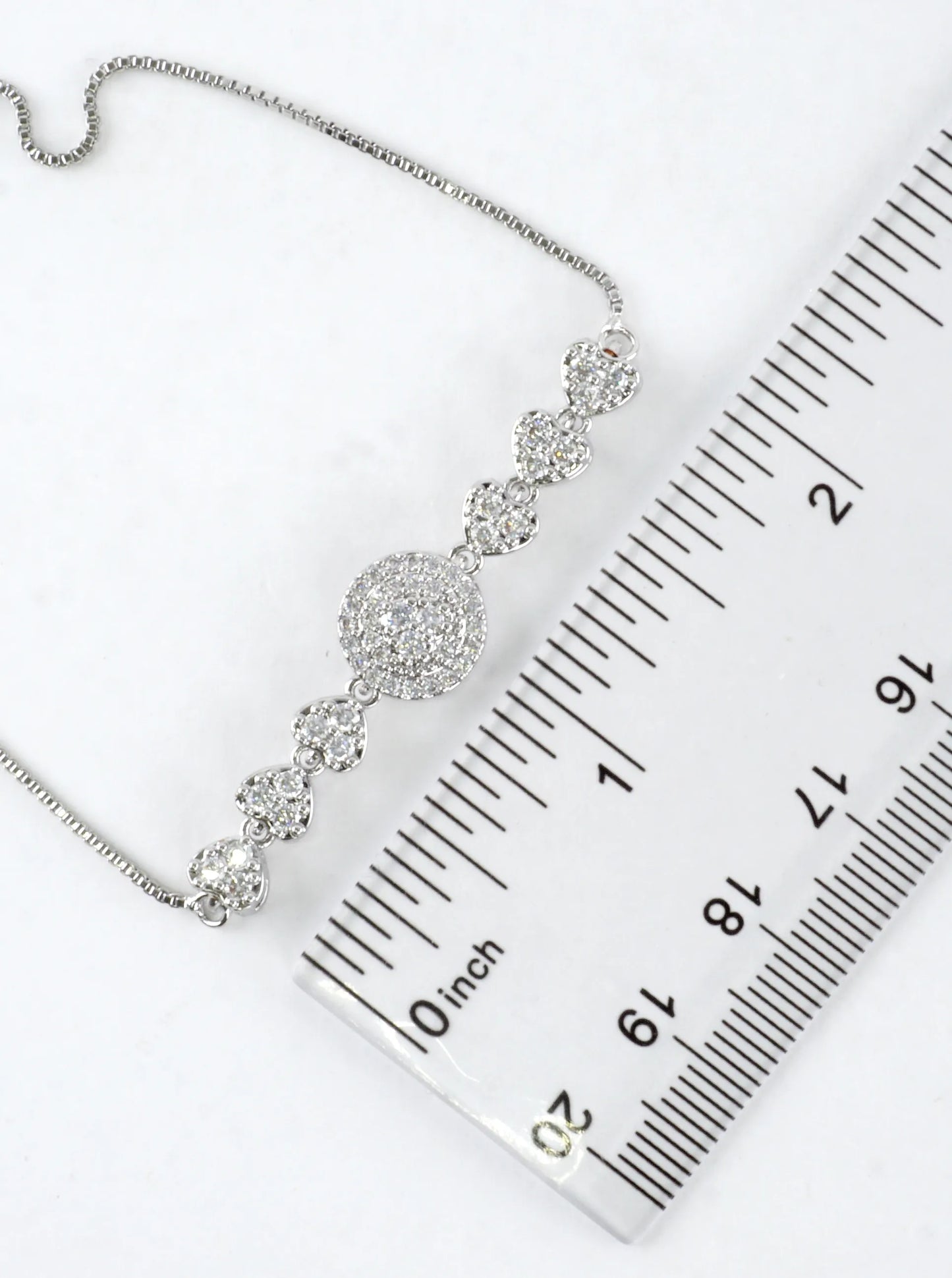 Pave Heart Link Adjustable Bolo Pull Tie Bracelet