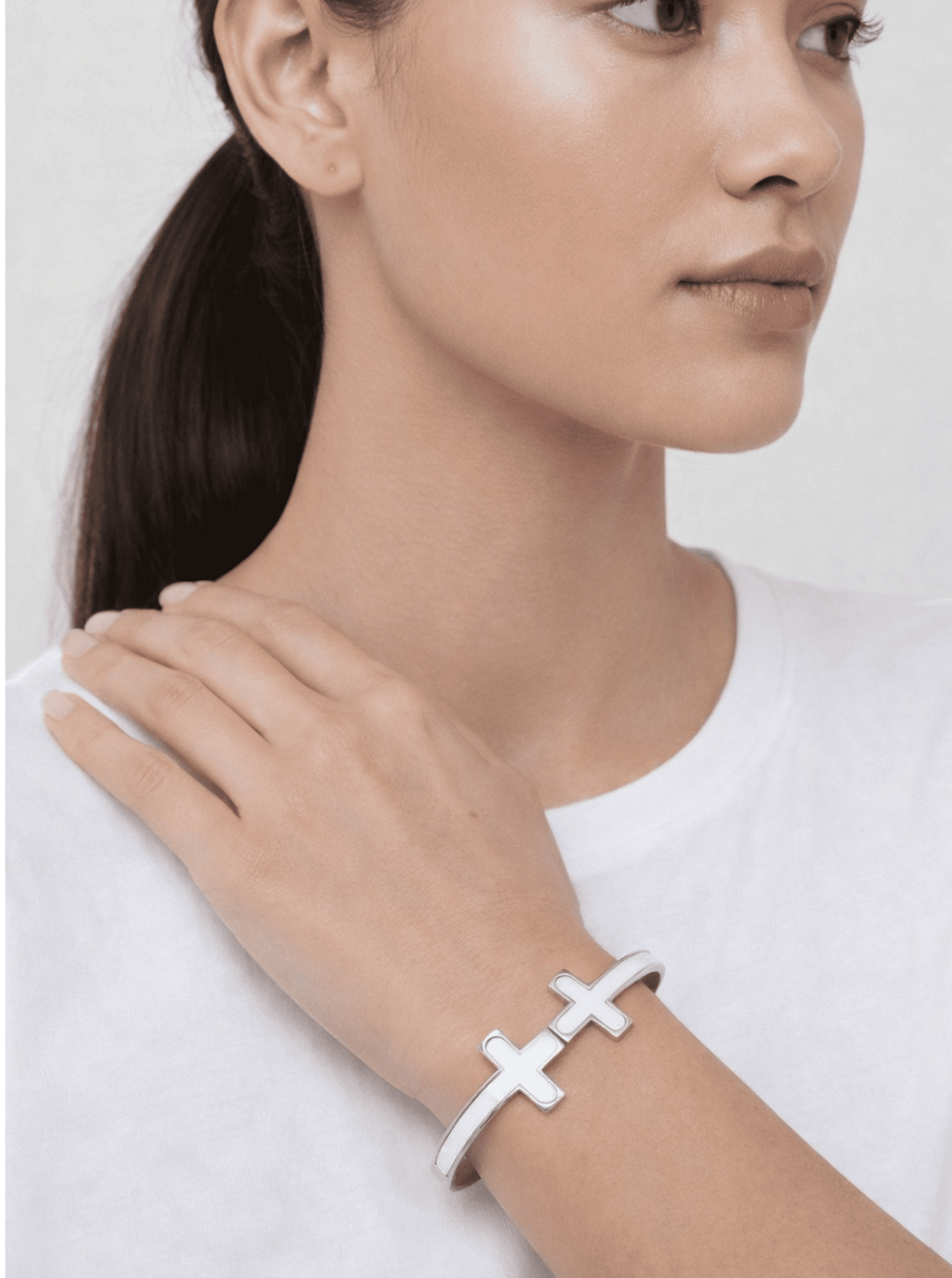 Cross Motif Hinged Bangle Bracelet