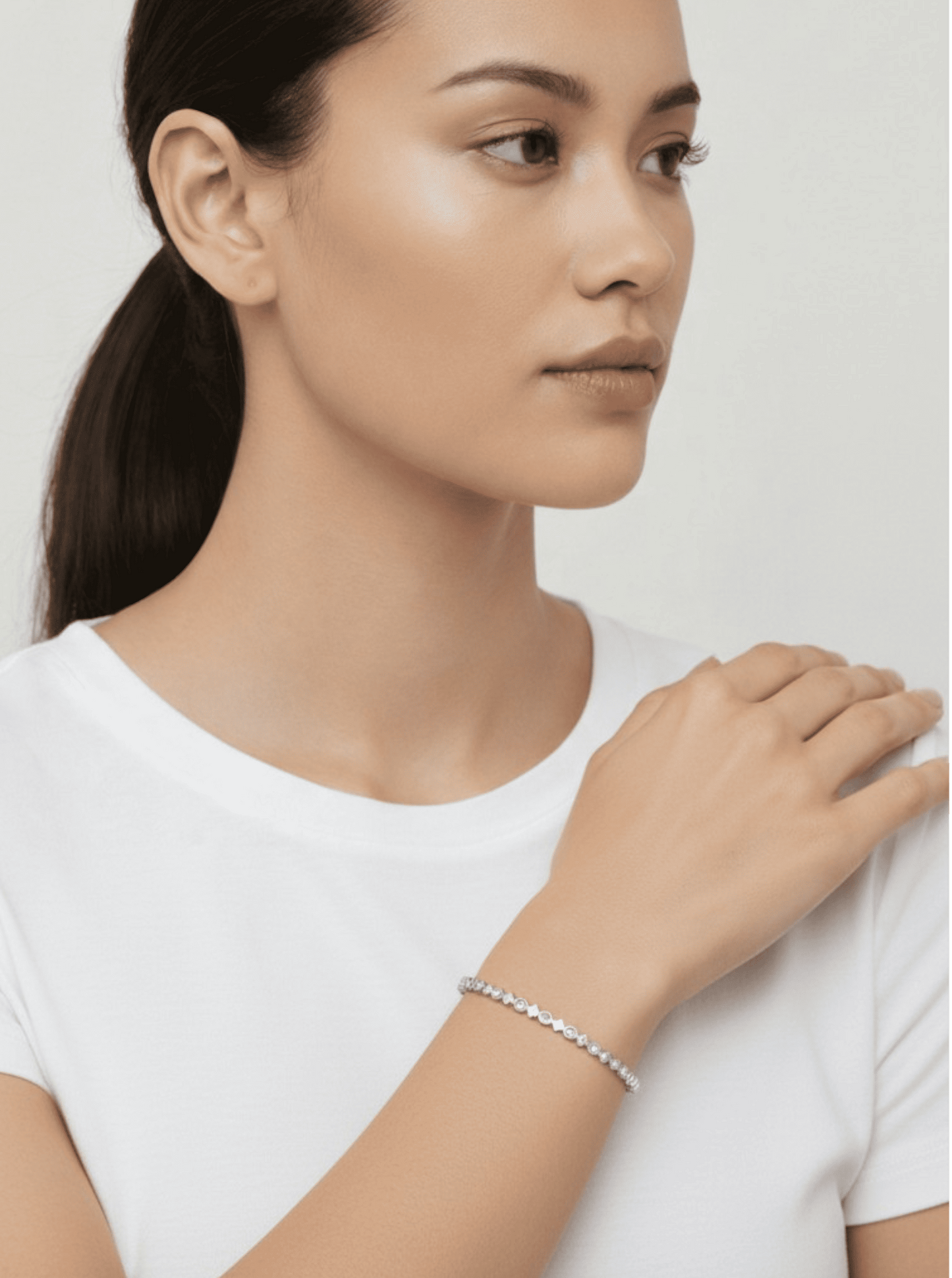 Floral Cubic Zirconia Bangle Bracelet