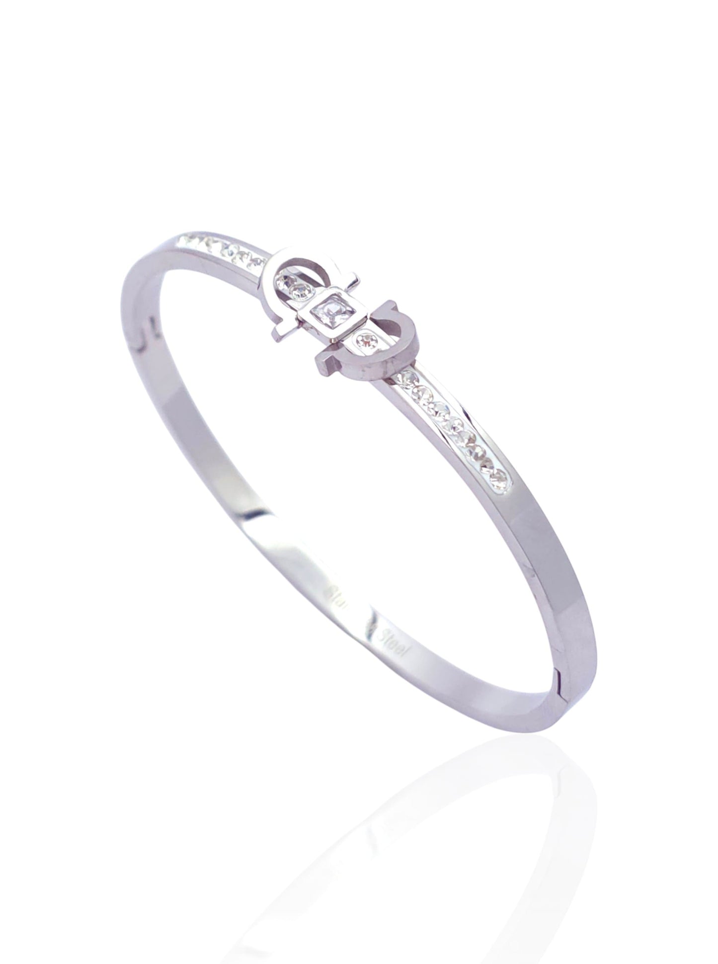 Geometric Hinged Polished Bangle Bracelet